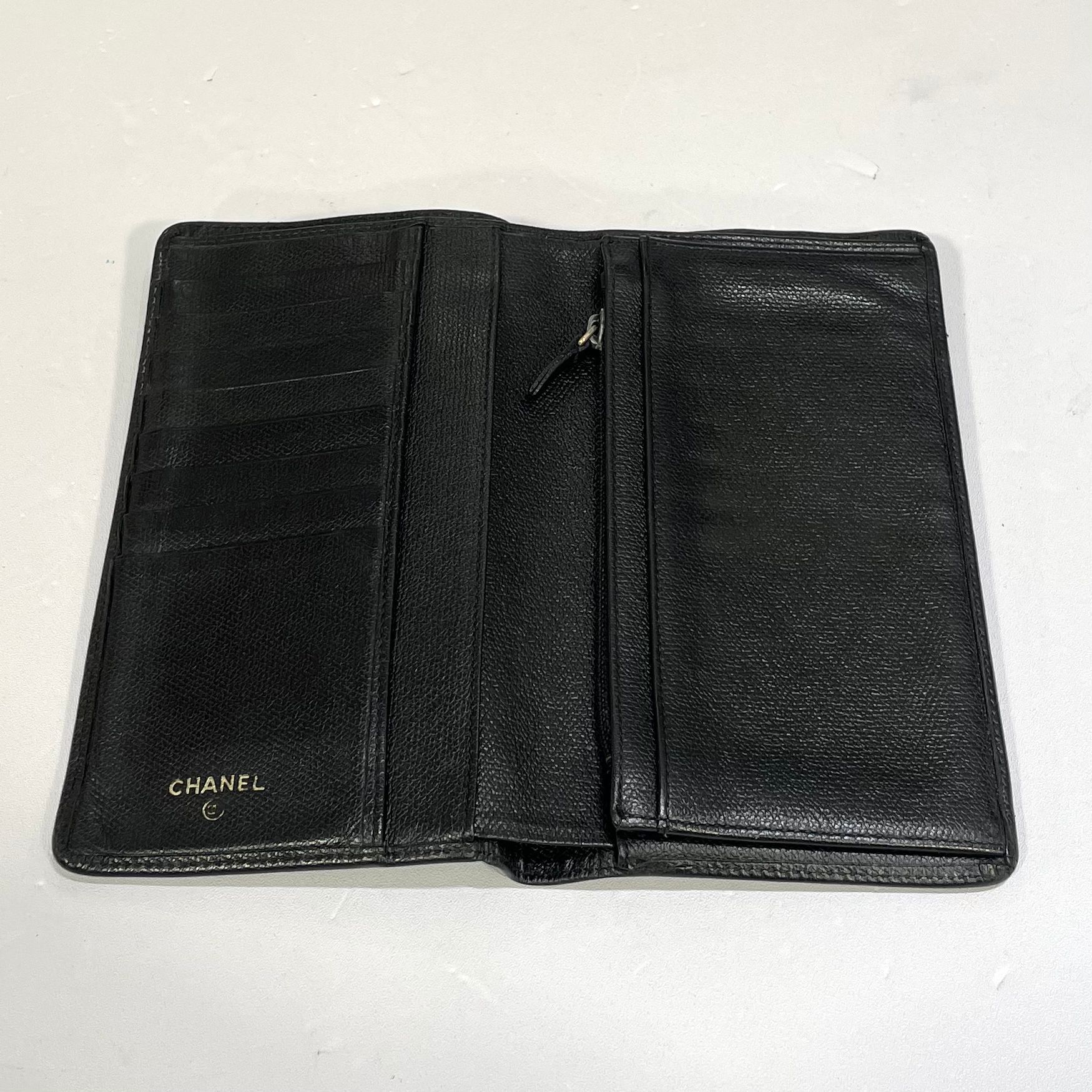 90%NEW二手CHANEL長銀包 黑色牛皮 黑色CC LOGO #香榭站正品