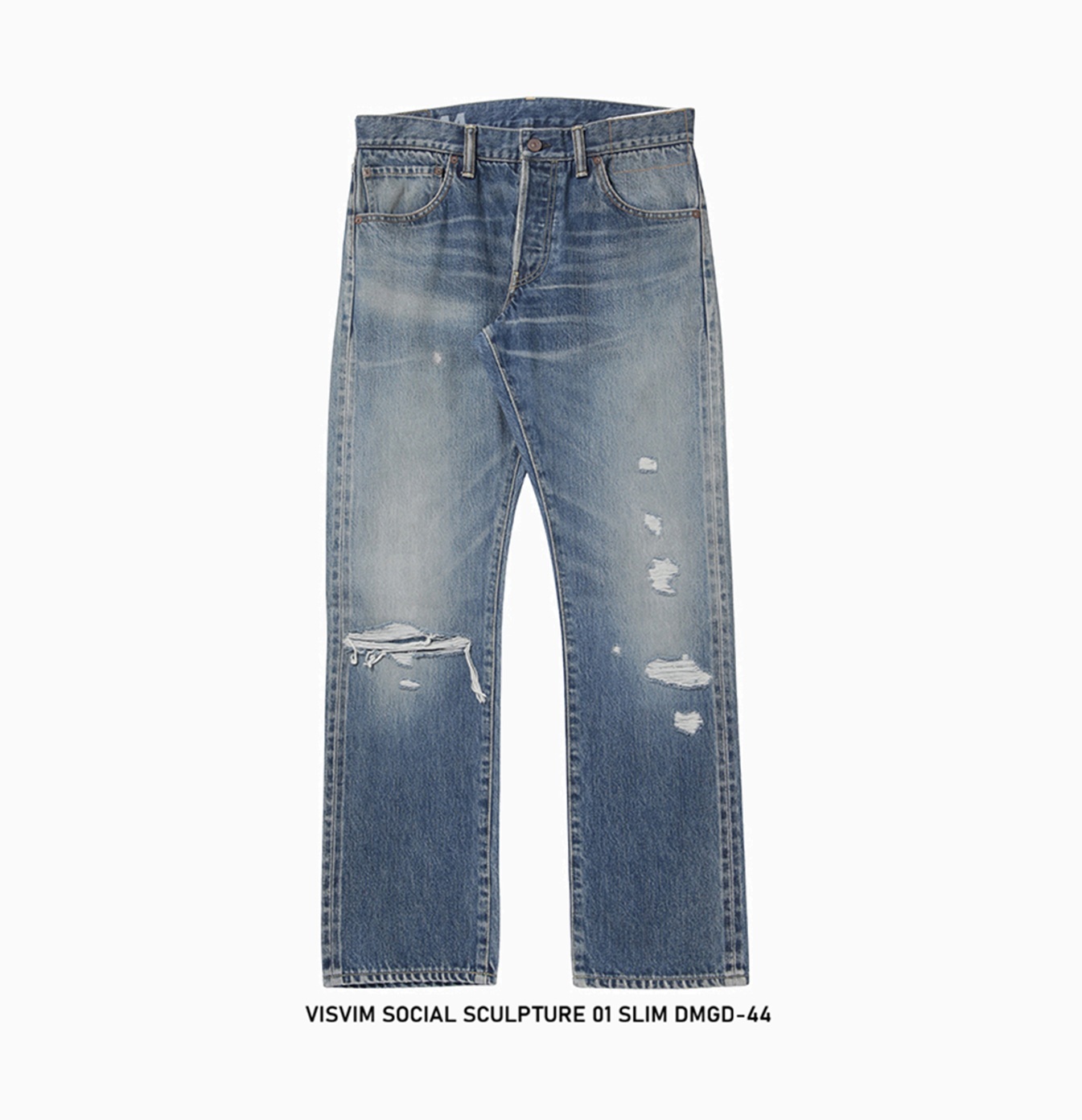 VISVIM SOCIAL SCULPTURE DMGD-44 JEANS - SIZE 32 / 01 SLIM CUT IN STOCK NOW (現貨發售中)