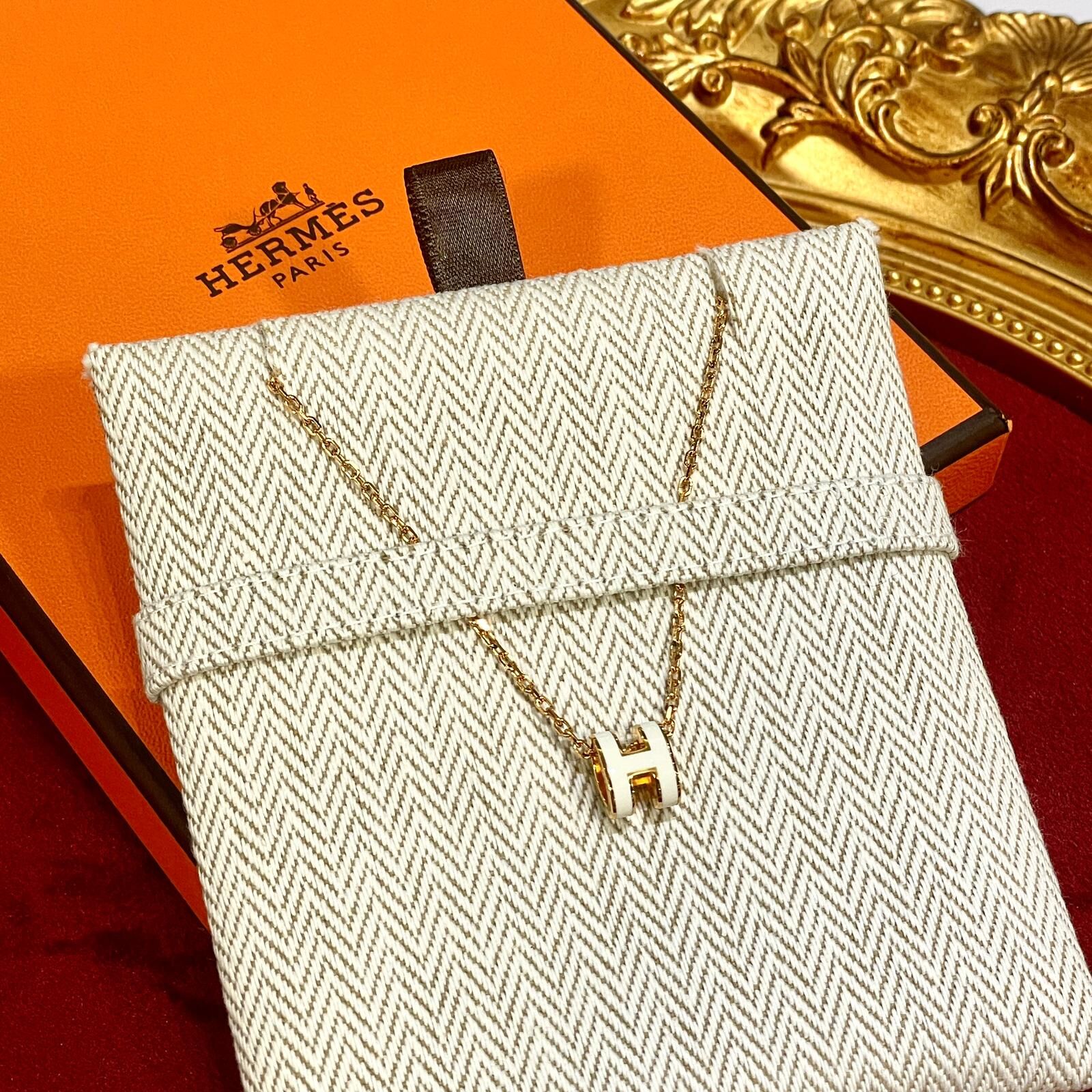 全新HERMES項鏈 MINI POP H  白色/金鏈 #BRAND NEW #香榭站正品