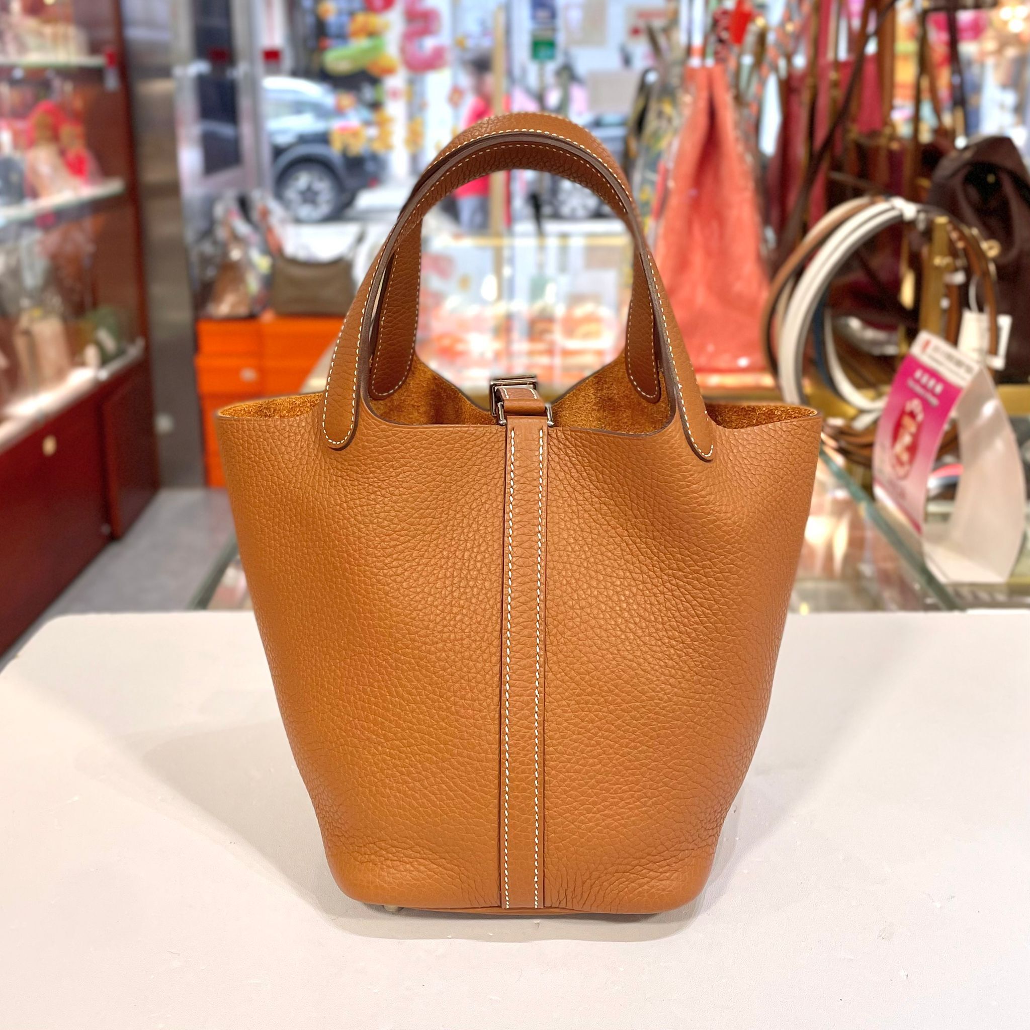 99%NEW接近全新 PICOTIN 18 A刻 GOLD PHW TC皮 金棕色銀扣 #愛馬仕菜籃子 #P18 #香榭站正品