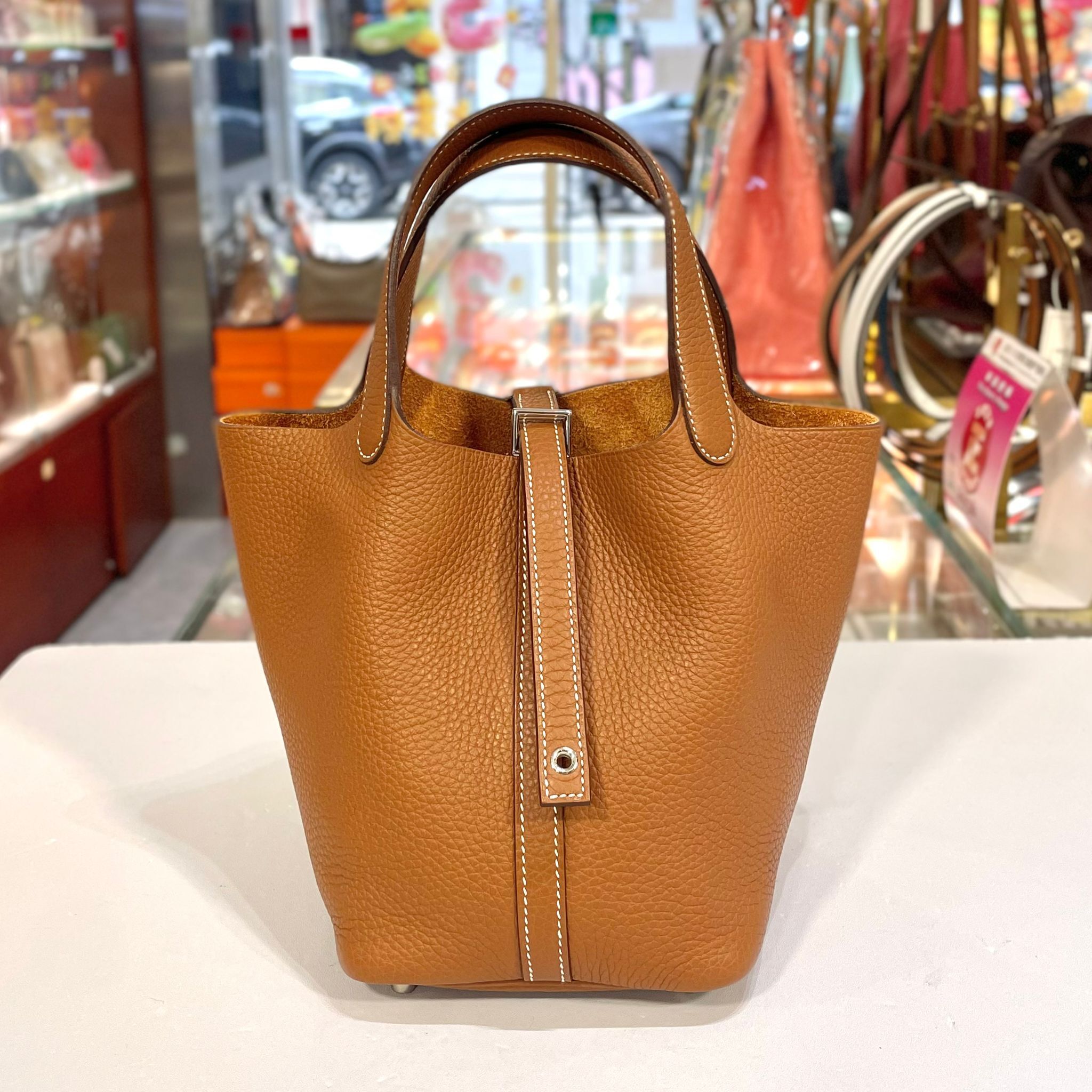 99%NEW接近全新 PICOTIN 18 A刻 GOLD PHW TC皮 金棕色銀扣 #愛馬仕菜籃子 #P18 #香榭站正品