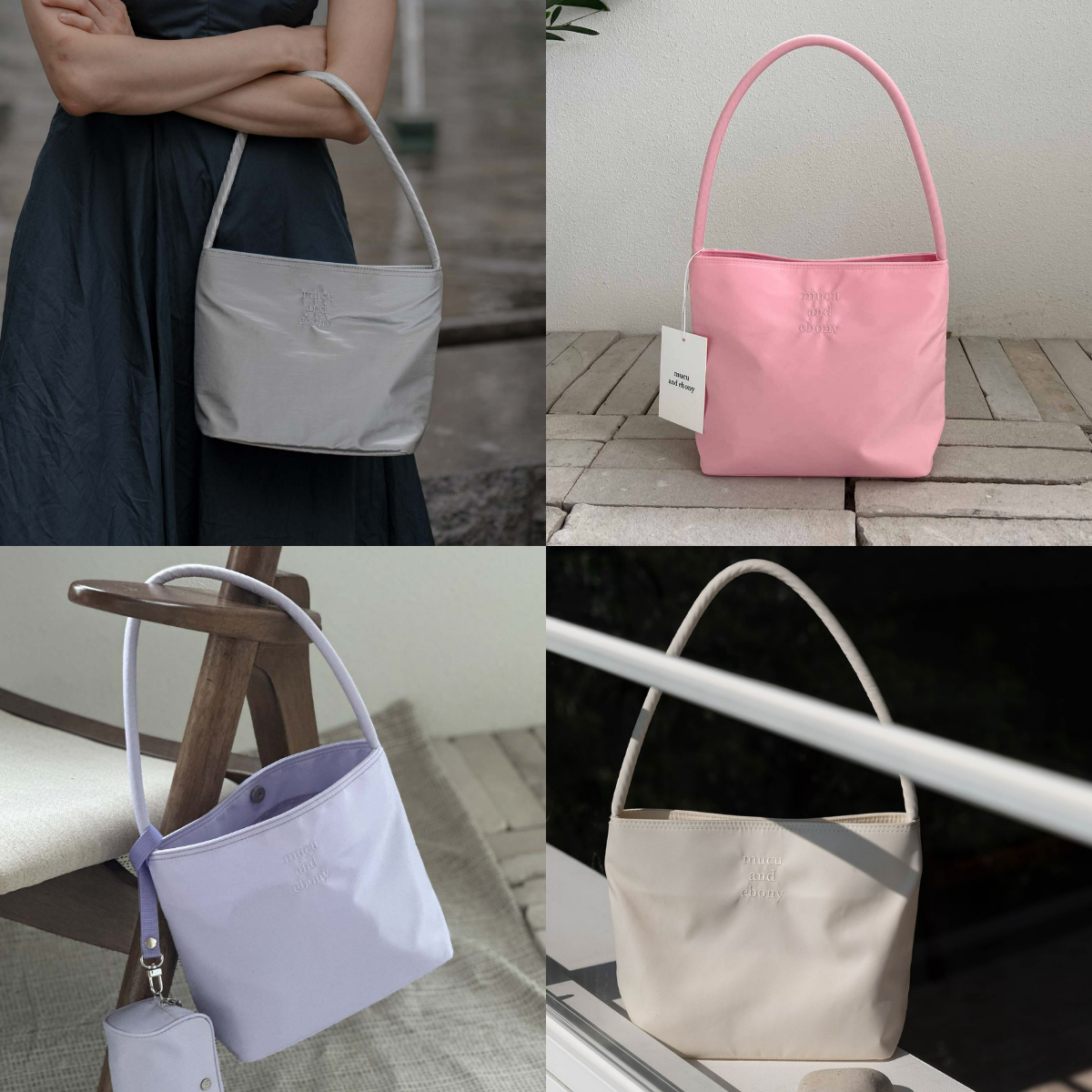 韓國mucu and ebony授權 韓系調色盤尼龍質感手提彎耳包