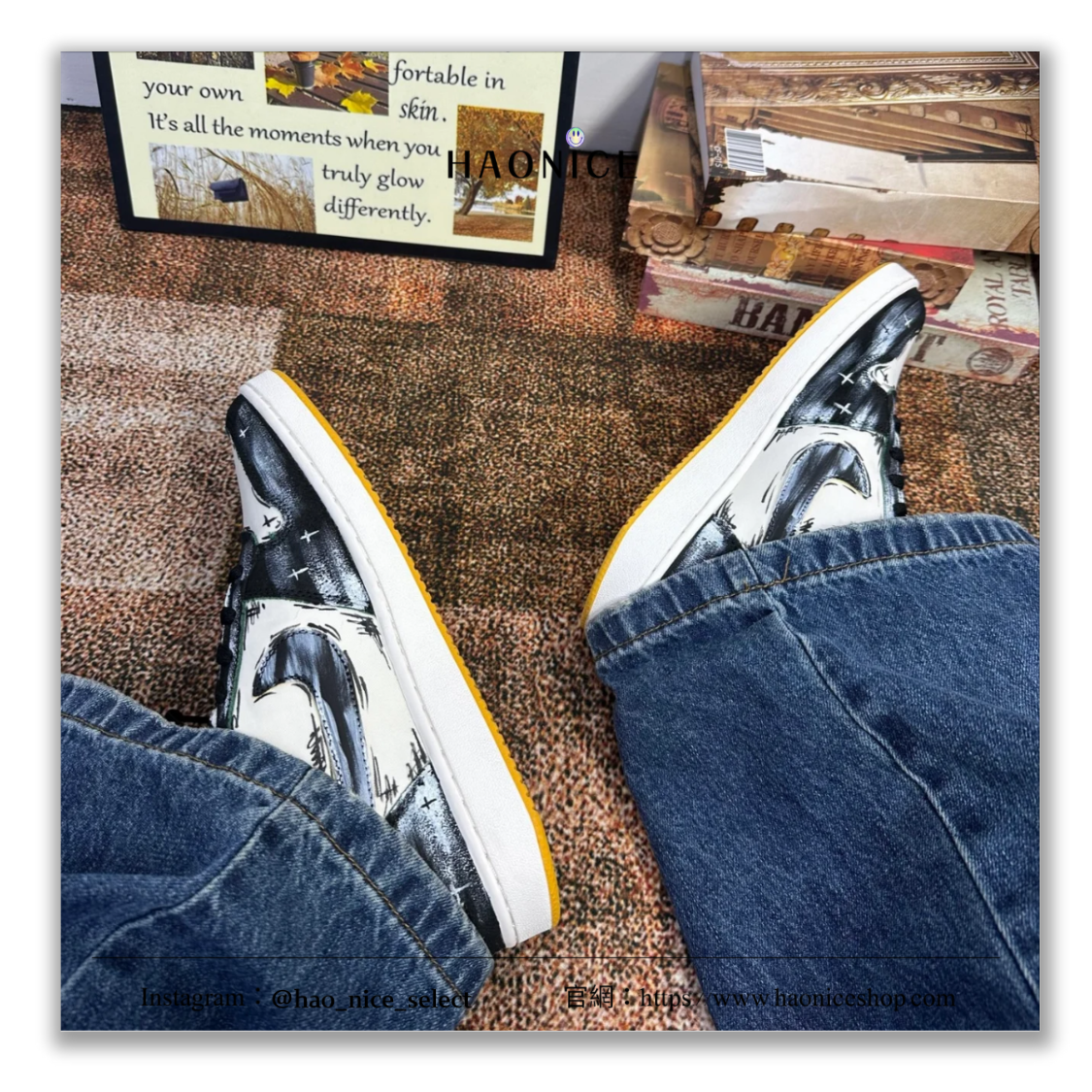 【HAO NICE】惡作劇訂製款🔥Nike Court Borough⚡️解構風 暗黑聖痕 哥德風 黑白暈染 板鞋 休閒鞋