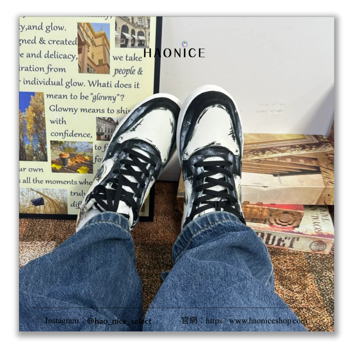 【HAO NICE】惡作劇訂製款🔥Nike Court Borough⚡️解構風 暗黑聖痕 哥德風 黑白暈染 板鞋 休閒鞋