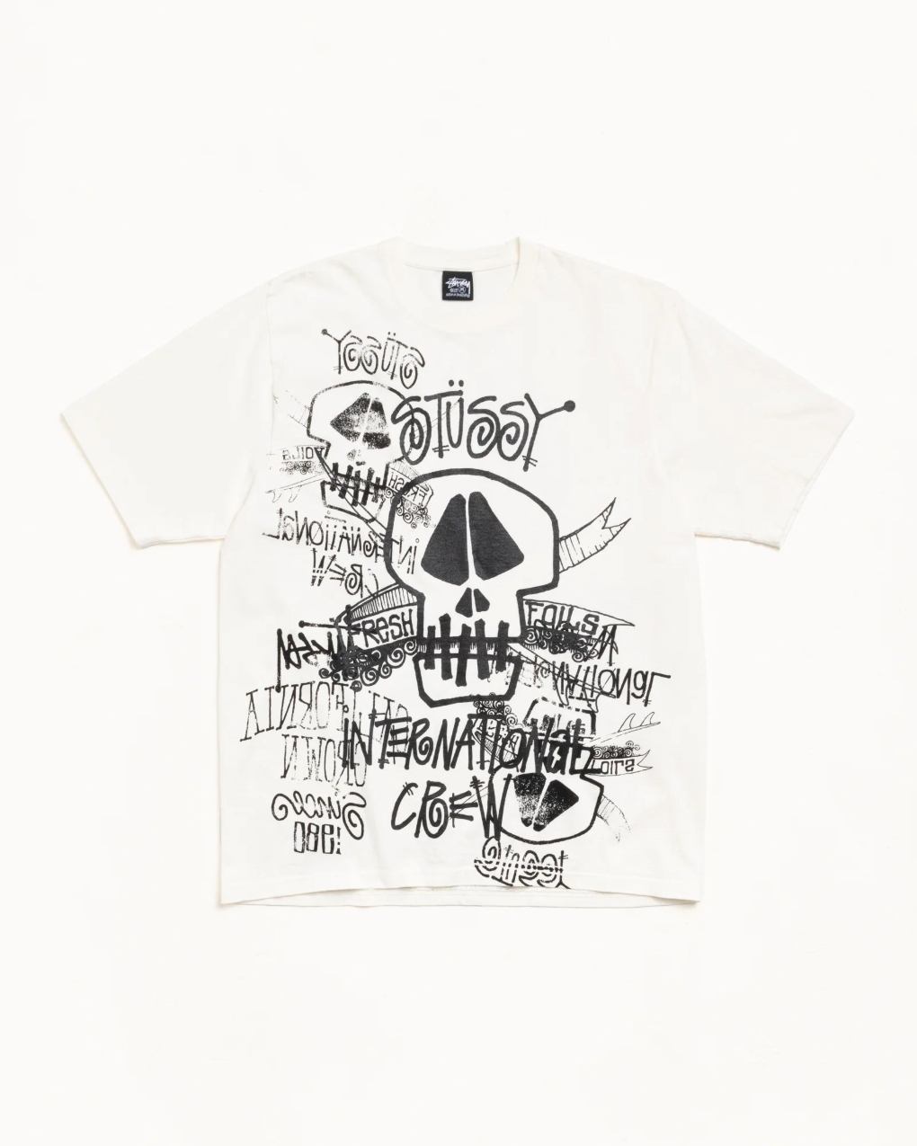 Stussy SKULLS TEE PIGMENT DYED 2026 滿版塗鴉骷髏短T 4色