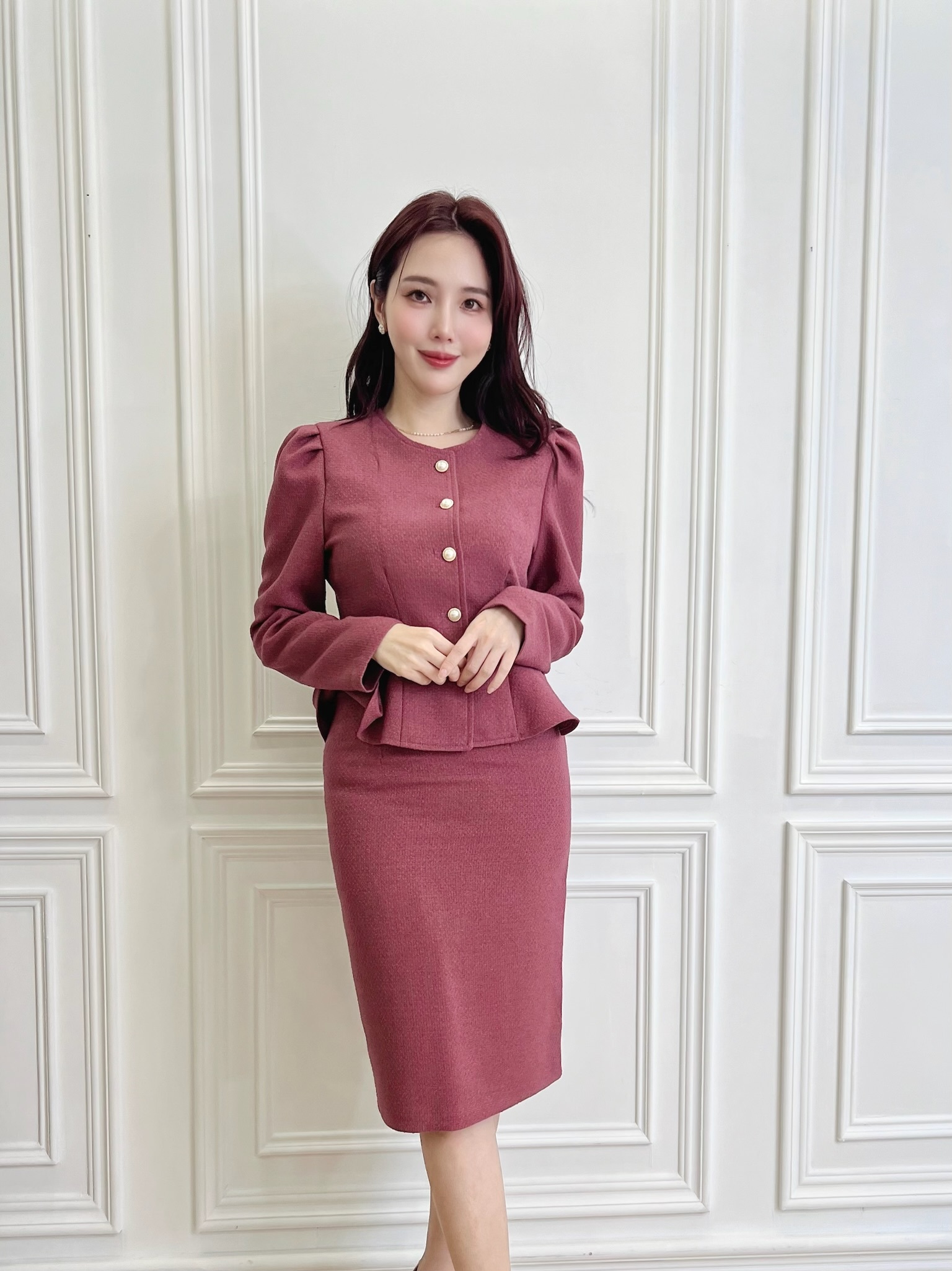 細閃感珍珠腰身套裝