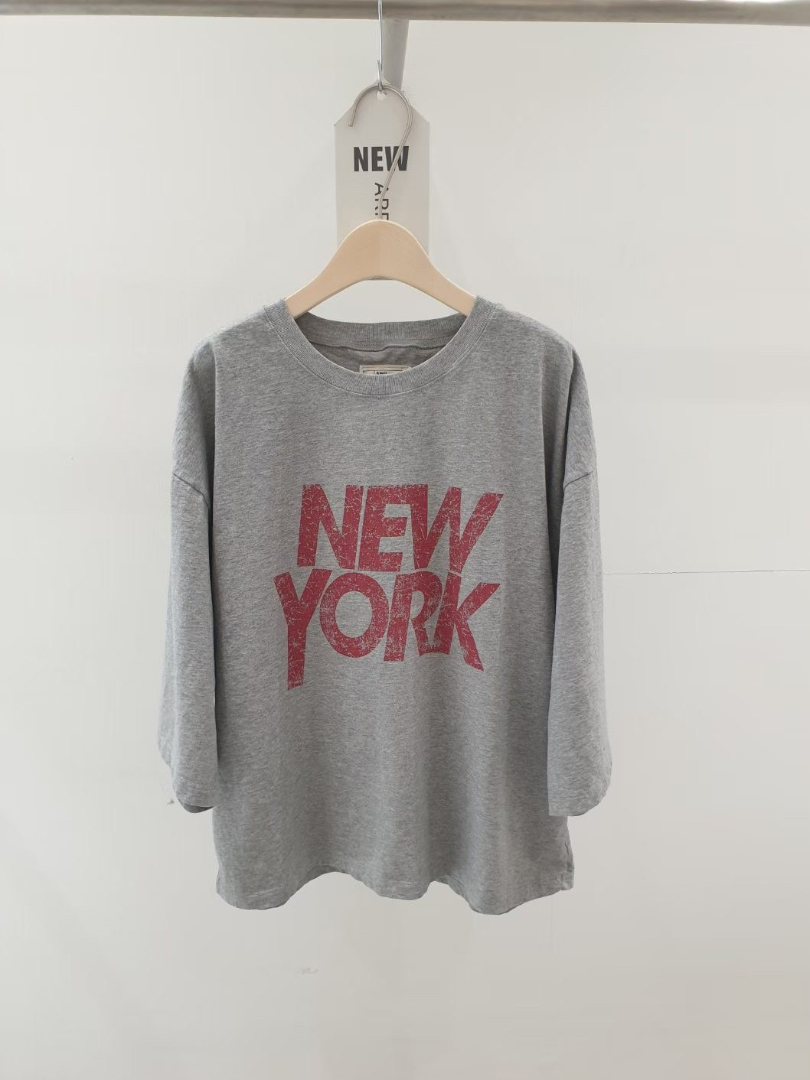 NY大字母休閒棉T★春季率氣不貼身剪裁上衣