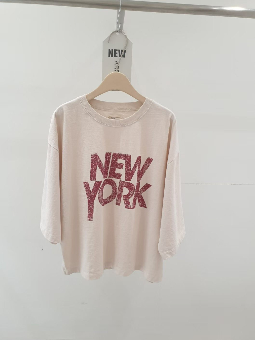 NY大字母休閒棉T★春季率氣不貼身剪裁上衣