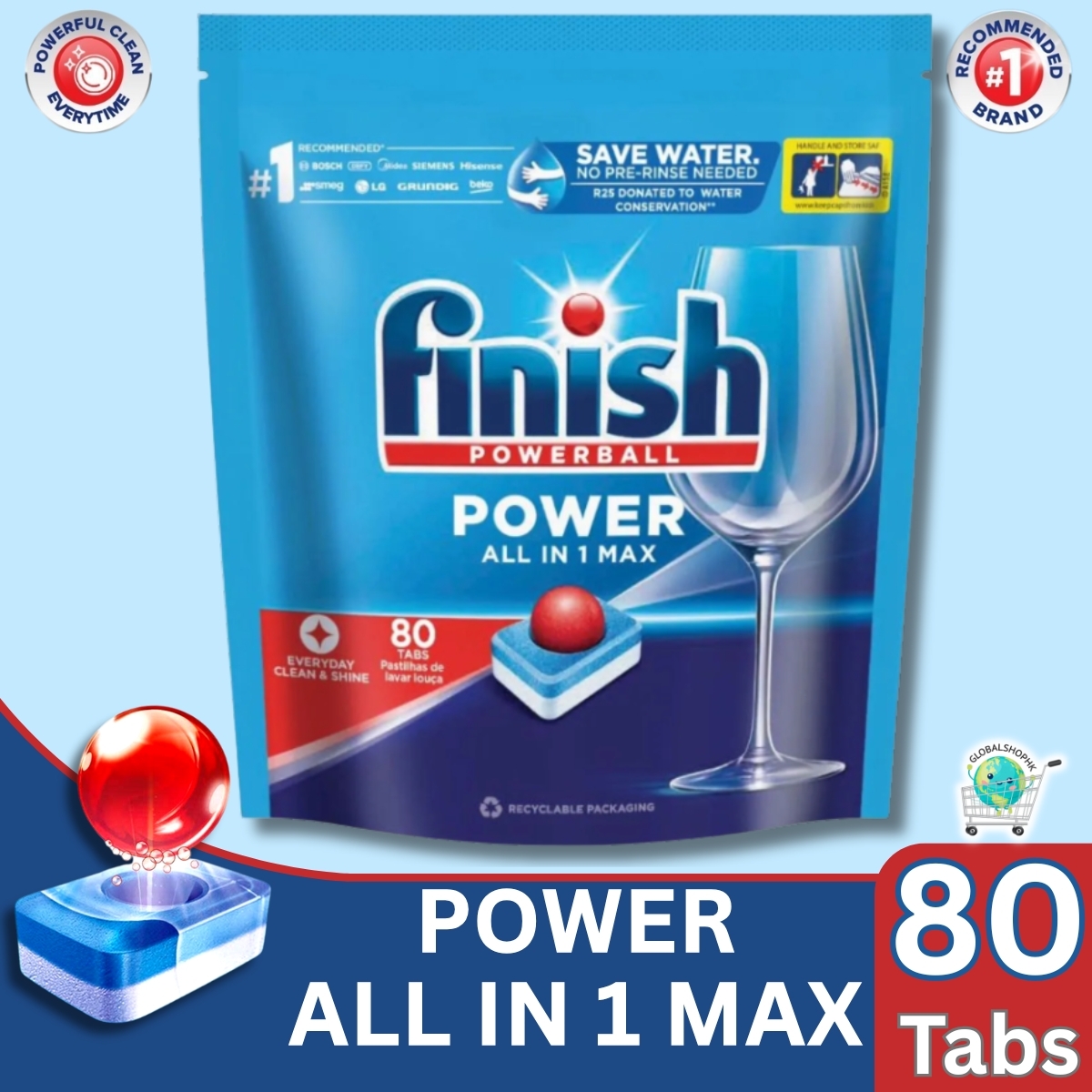 亮碟 - Finish亮碟洗碗塊洗碗機專用洗碗凝珠, 80粒