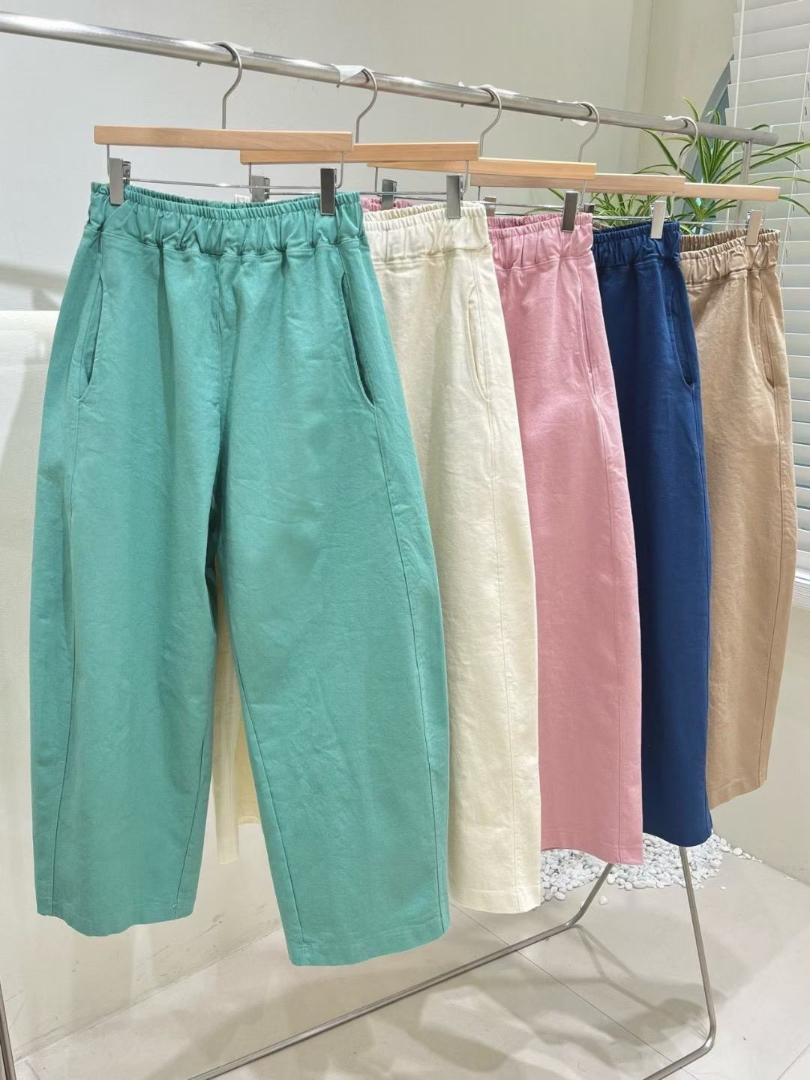 春日色彩繽紛寬版棉褲｜鬆緊腰顯瘦休閒長褲