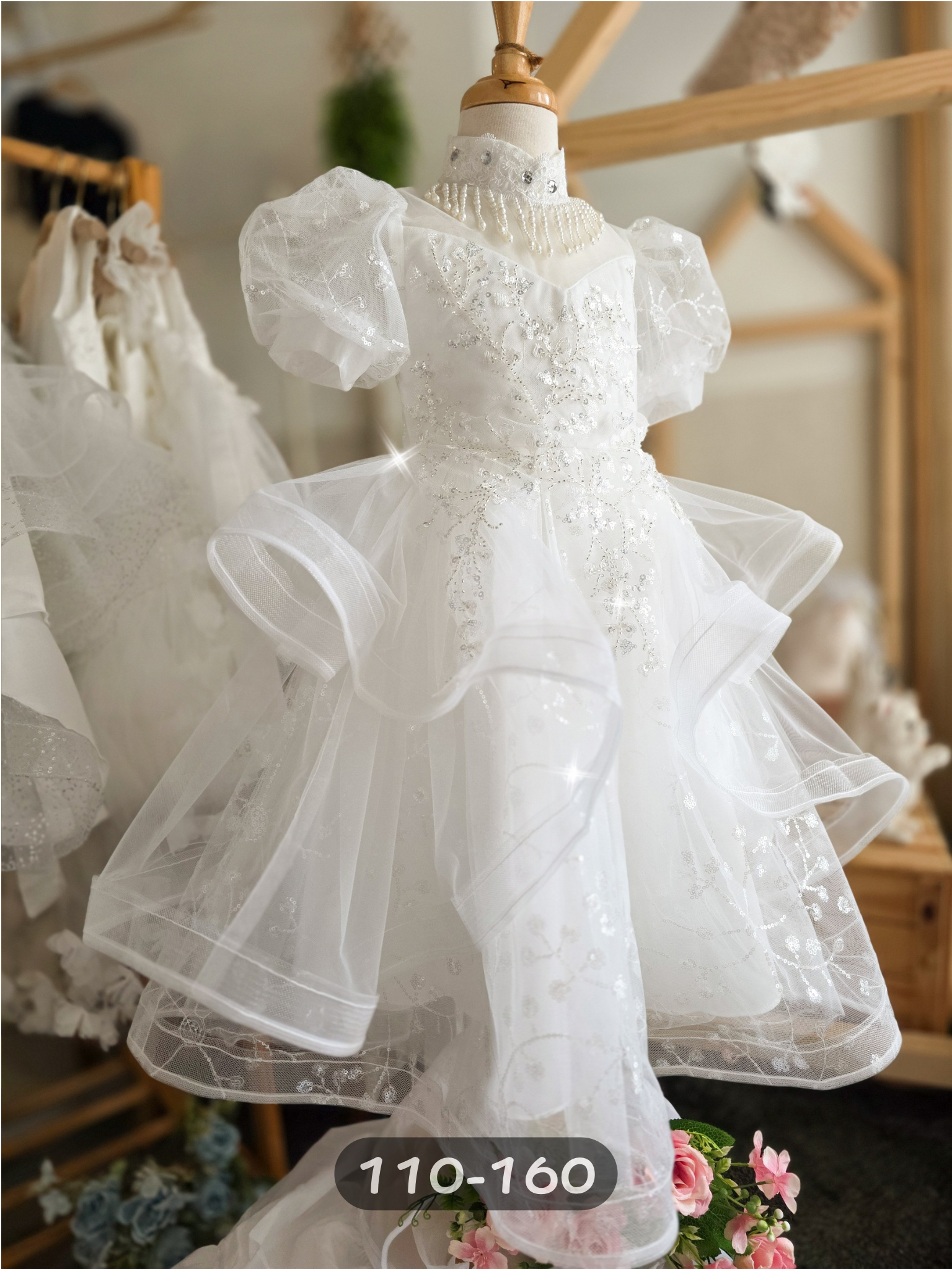 珍珠心領公主 長版洋裝/小禮服