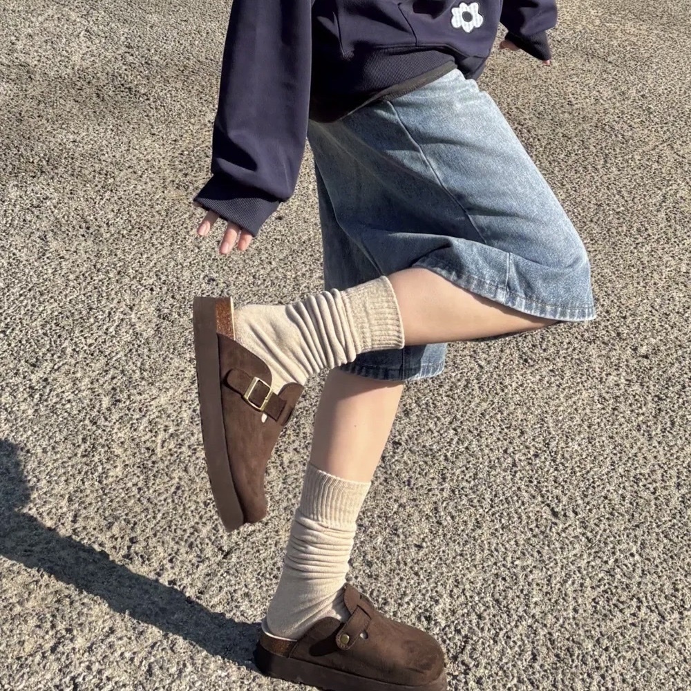 （預購）韓國SHOOPEN厚底麂皮勃肯 懶人拖