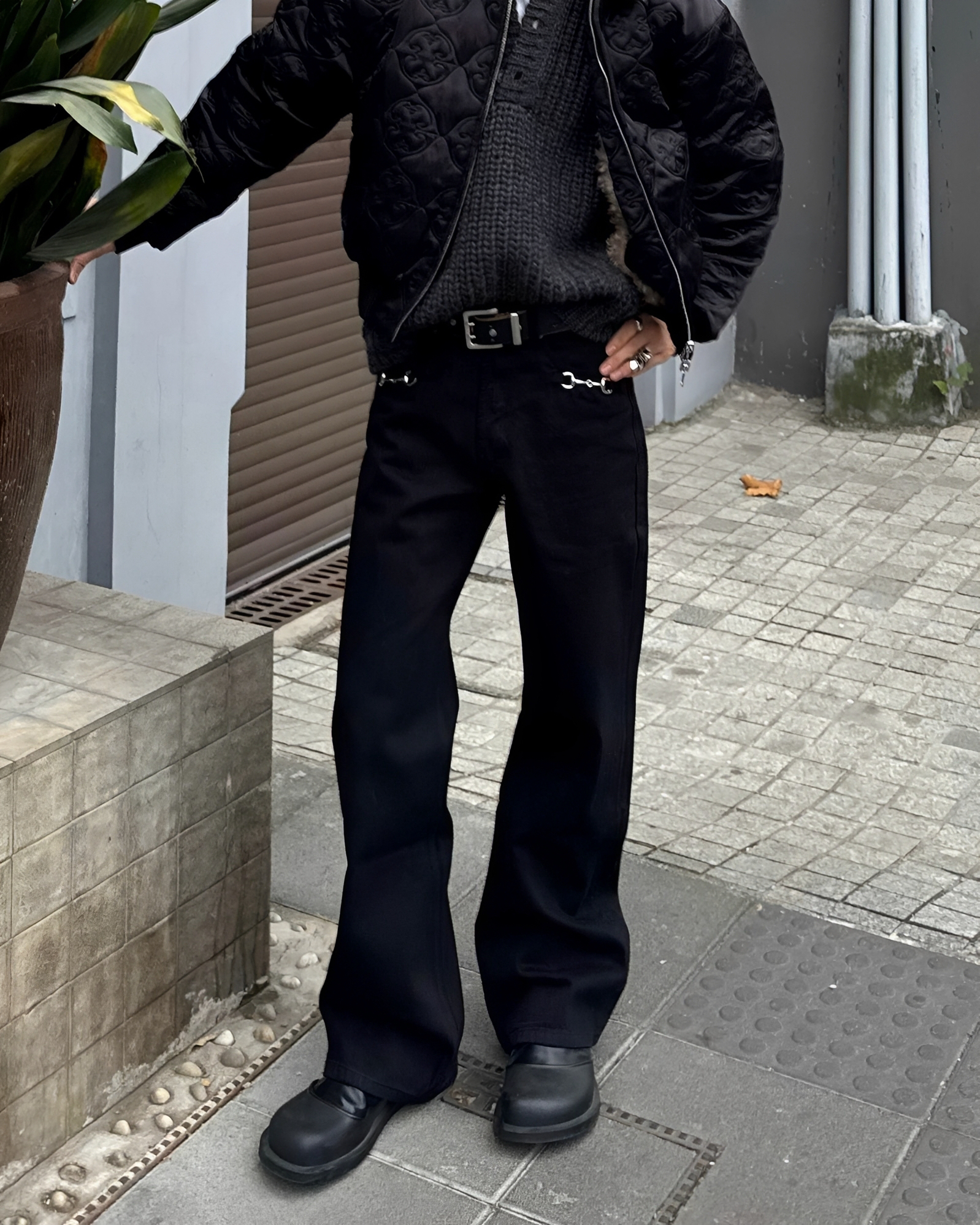 鉚釘扣 修身 直筒 微喇叭 牛仔 長褲 喇叭褲