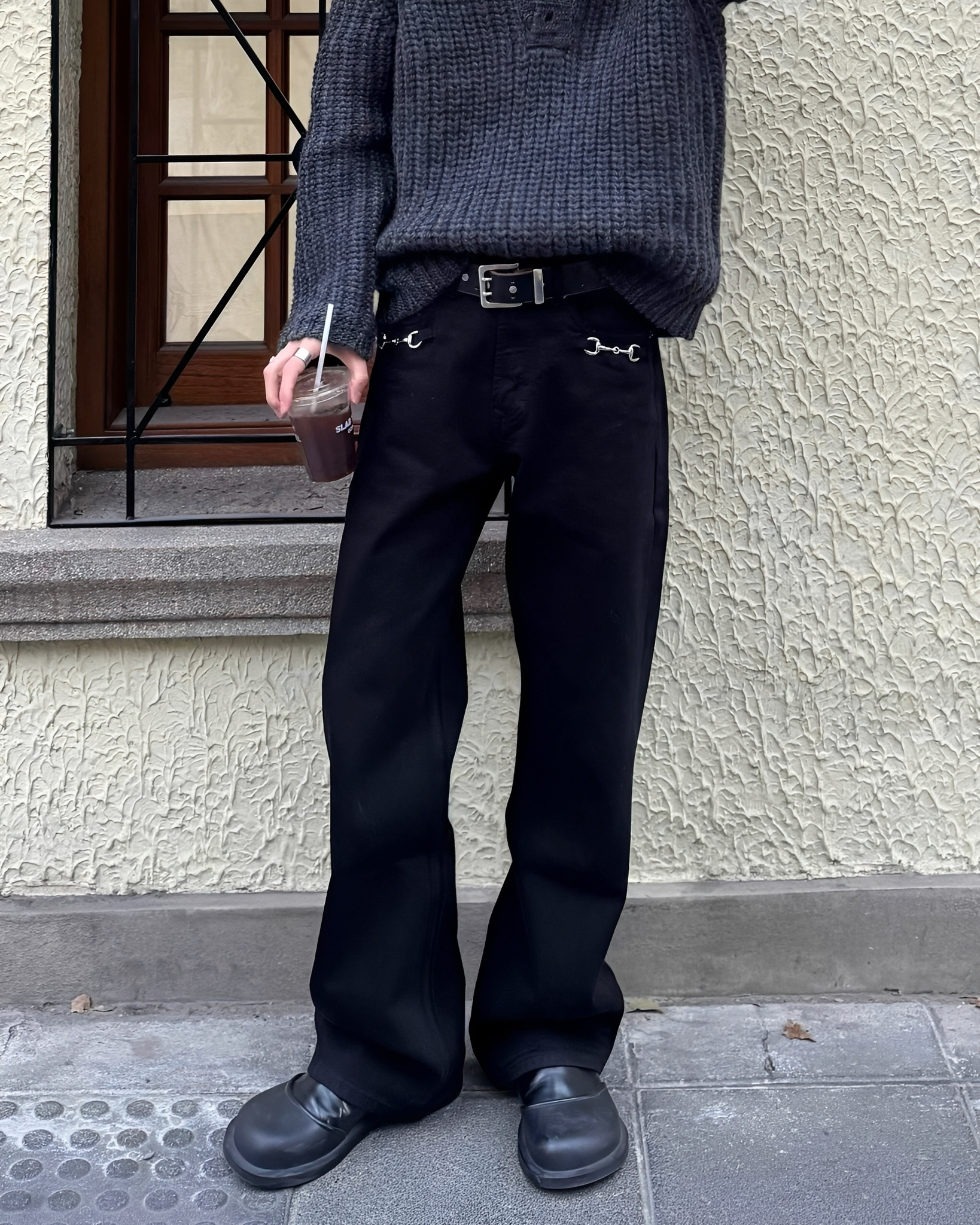 鉚釘扣 修身 直筒 微喇叭 牛仔 長褲 喇叭褲