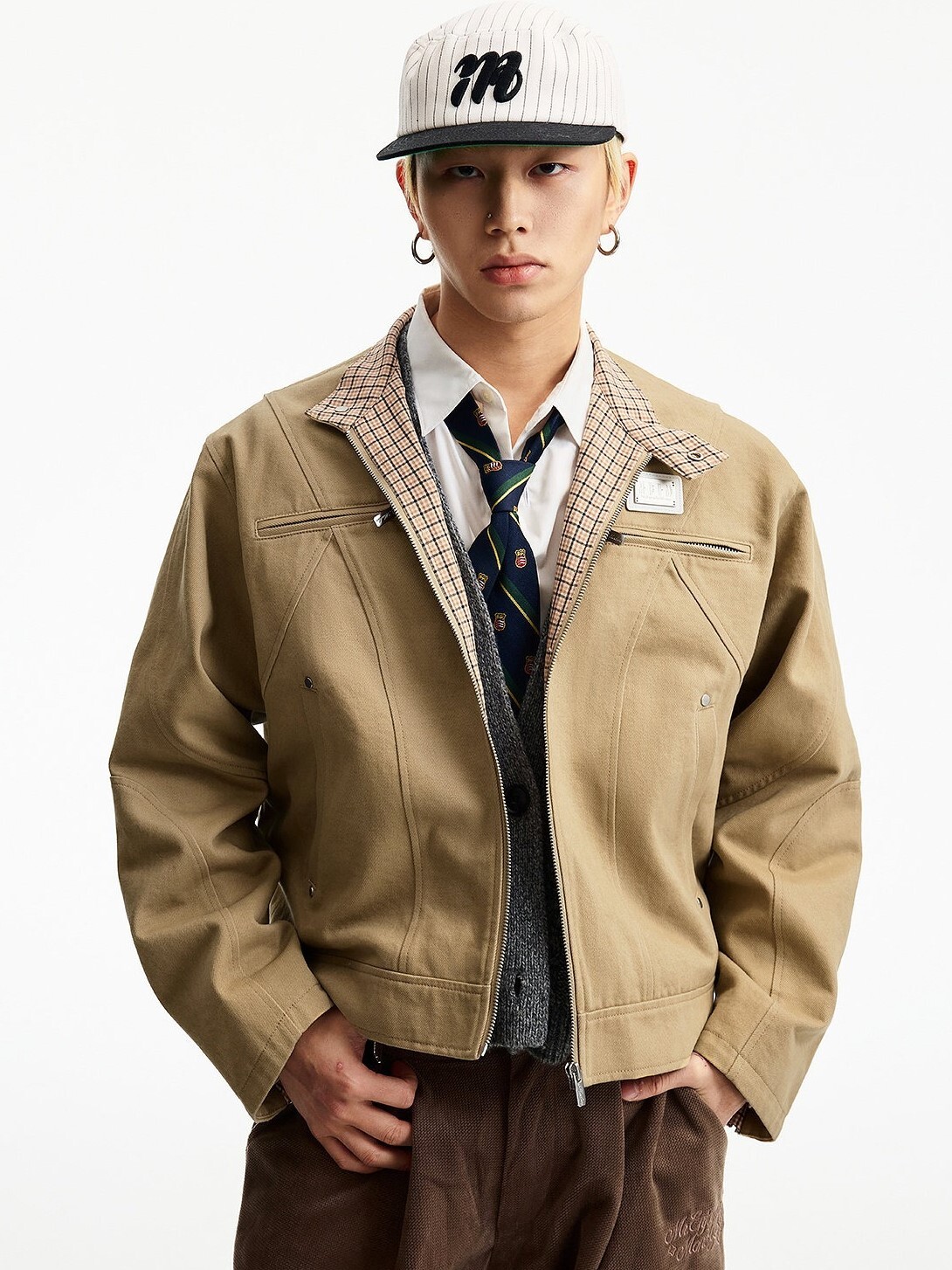 MEDM 金屬小標Logo 結構分割線 復古領夾克 外套