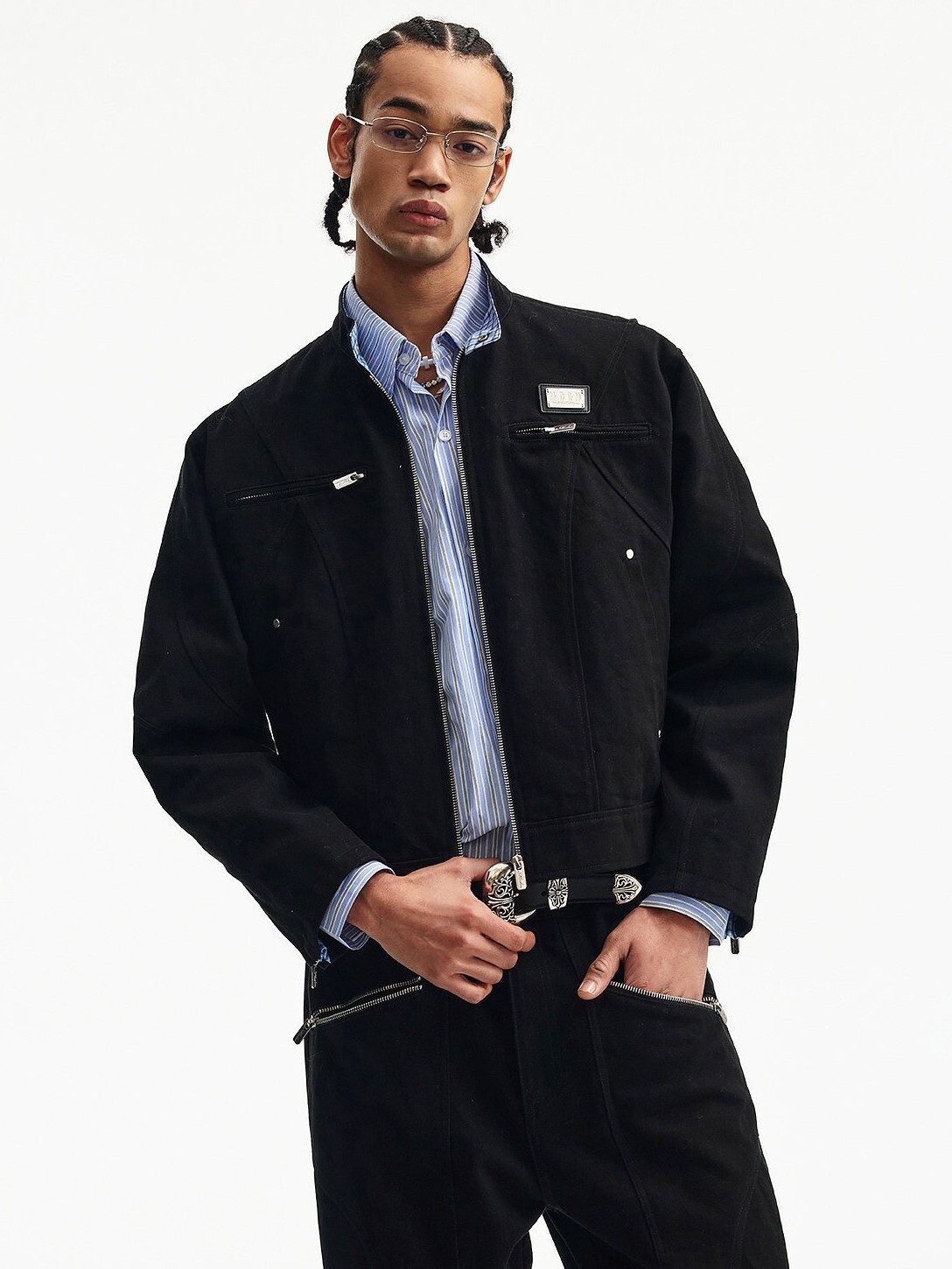 MEDM 金屬小標Logo 結構分割線 復古領夾克 外套