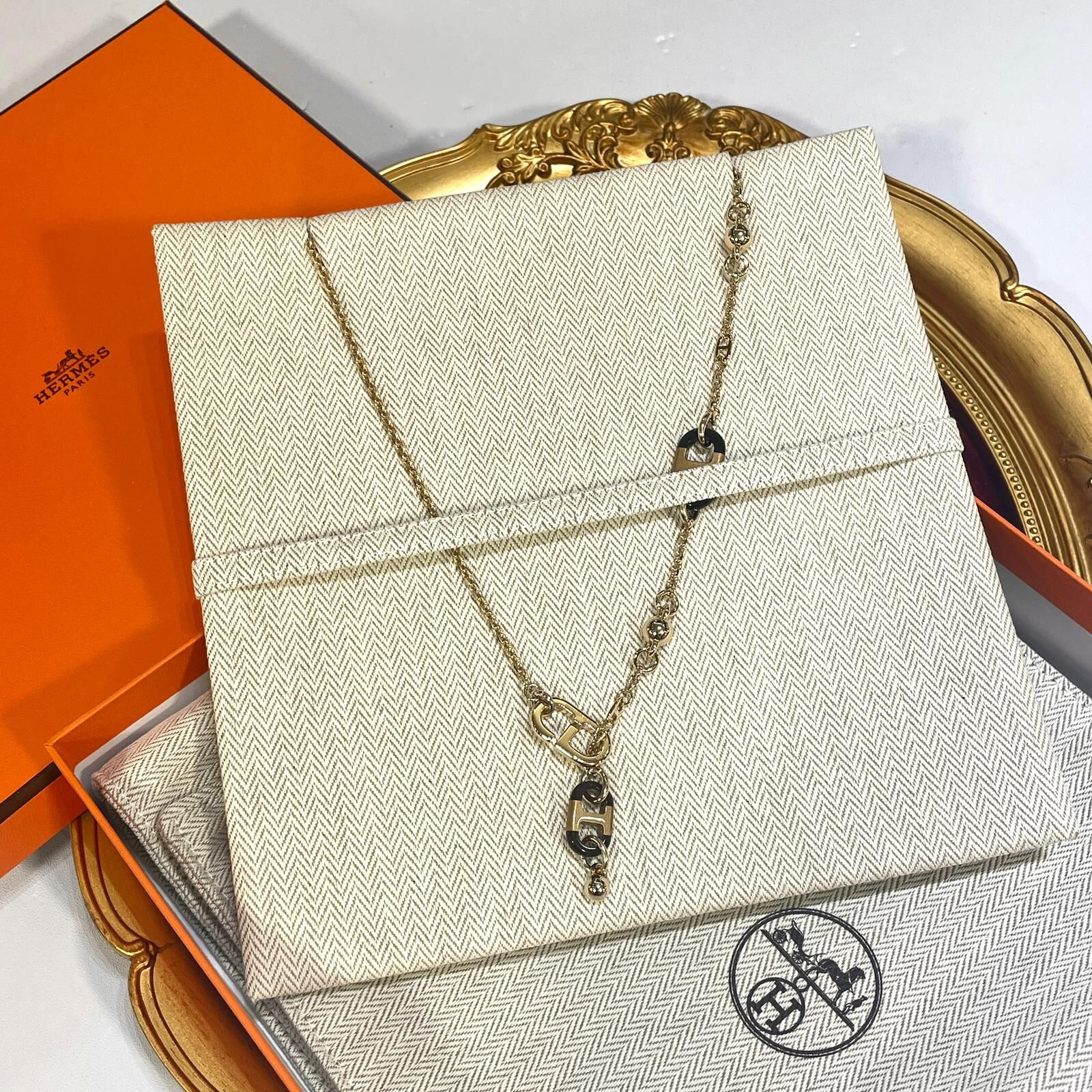 本週限時!!!全新HERMES頸鏈 Sur Mer Necklace, Small Model 牛角豬鼻毛衣鏈/長項鏈 #BRAND NEW #香榭站正品