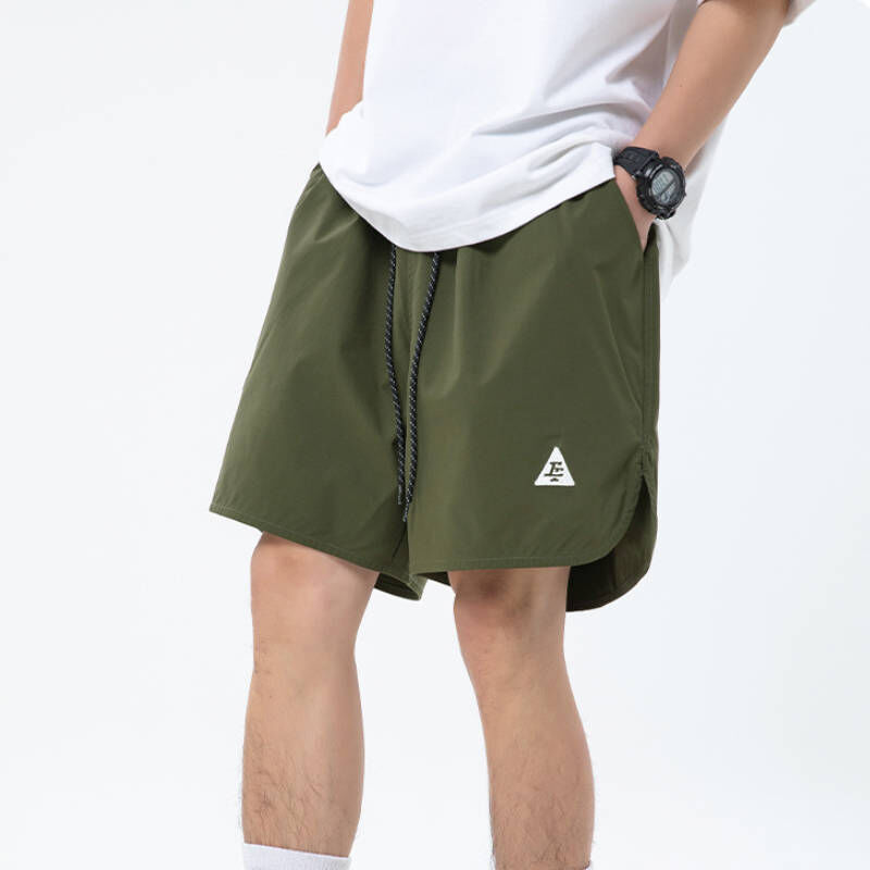 春季新款弧形開叉透氣舒適運動短褲