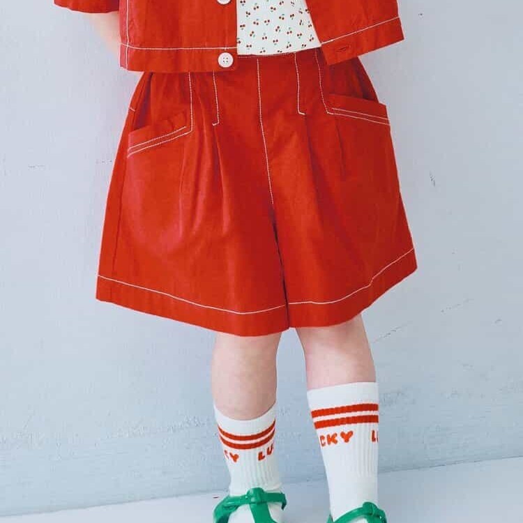 日本 90-140 斜邊口袋寬短褲 3色