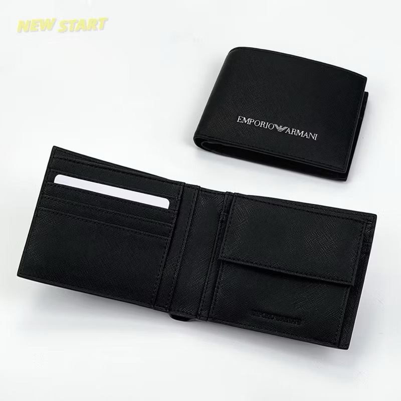 Emporio Armani EA 防刮皮革 經典字母 零錢袋 短夾 男生短夾