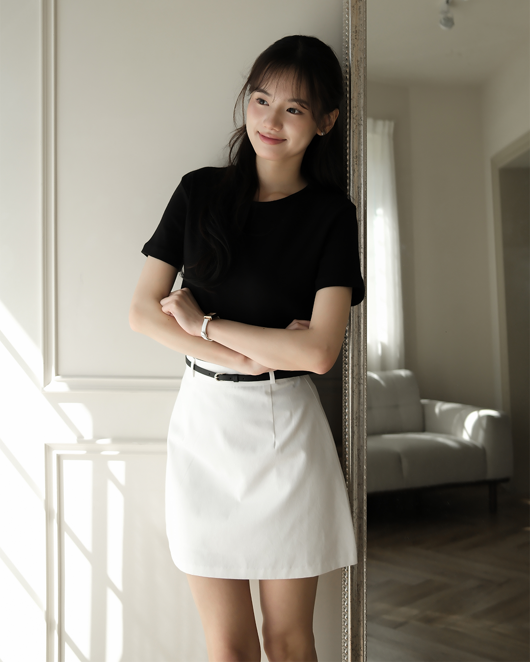 Avery日常好搭 A 字短裙 ( 3 colors) 附皮帶