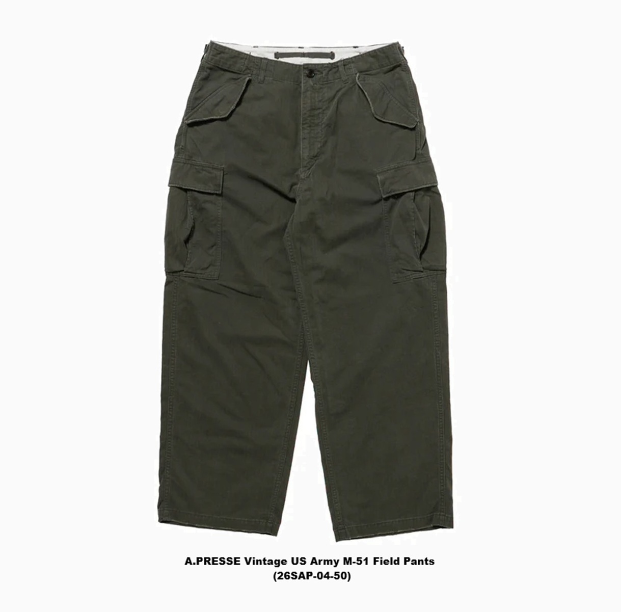 LAST PCS: A.PRESSE 2026 VINTAGE US NAVY M-51 FIELD PANTS (26SAP-04-50) - OLIVE SIZE 3 PRE ORDER ITEM (預訂中)