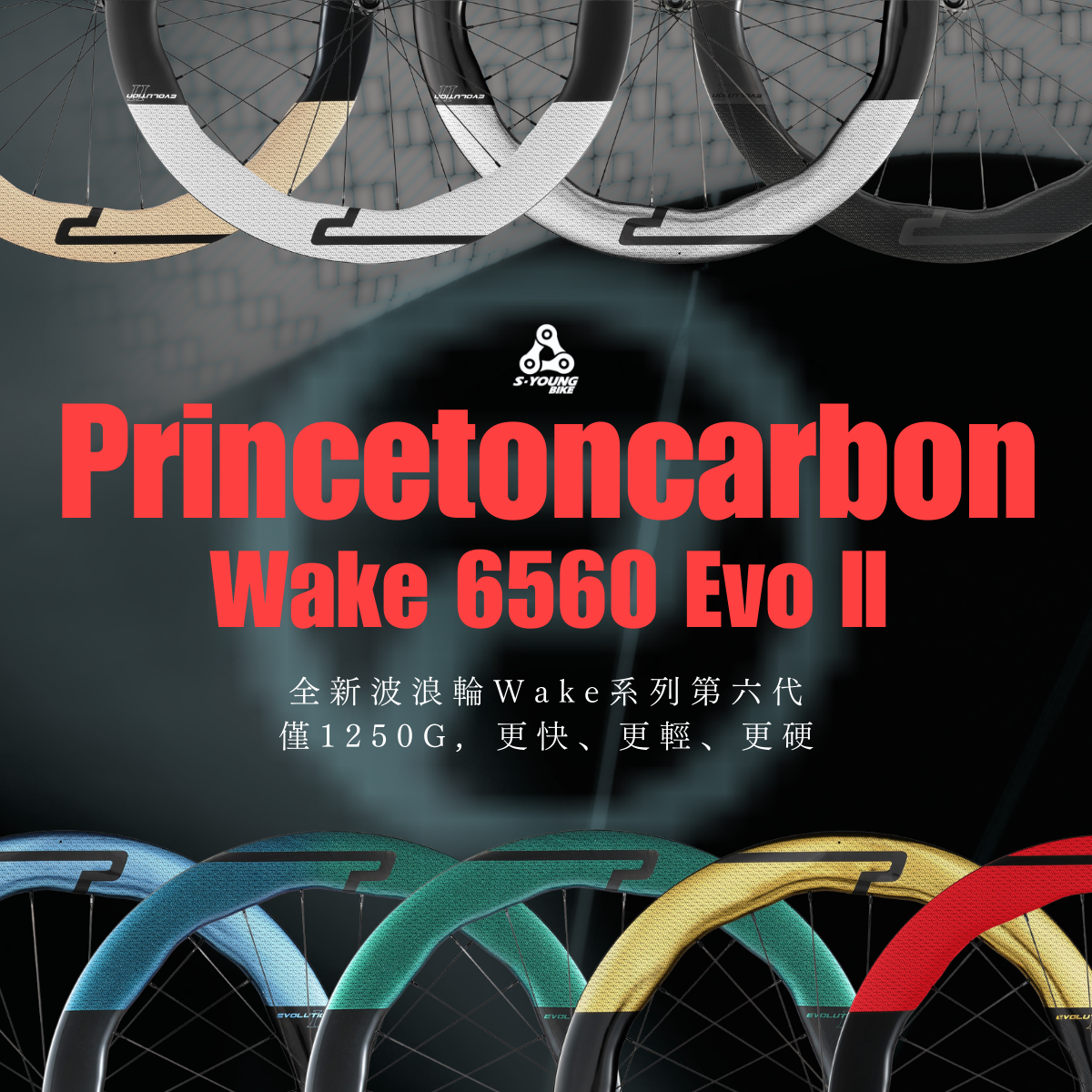 新款【PRINCETON】WAKE 6560 EVO II  波浪輕量碳纖維輪組 / 多款顏色（官網私訊優惠）