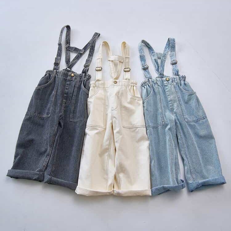 日本 90-140 牛仔吊帶褲 3色