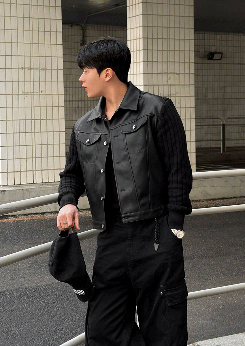 混合皮革卡車司機夾克