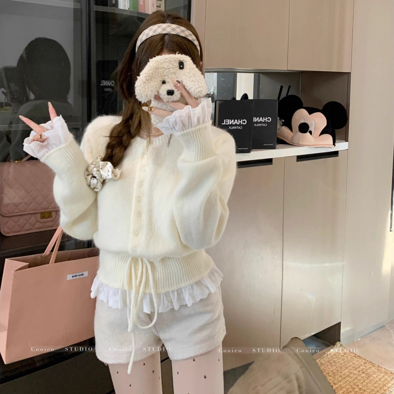 Sweet Ruffle Tie Knit Cardigan