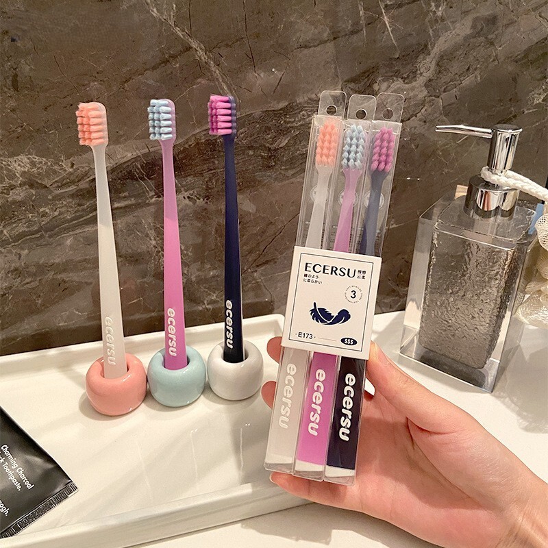 《6600》多巴胺撞色抗菌軟毛牙刷(3入)