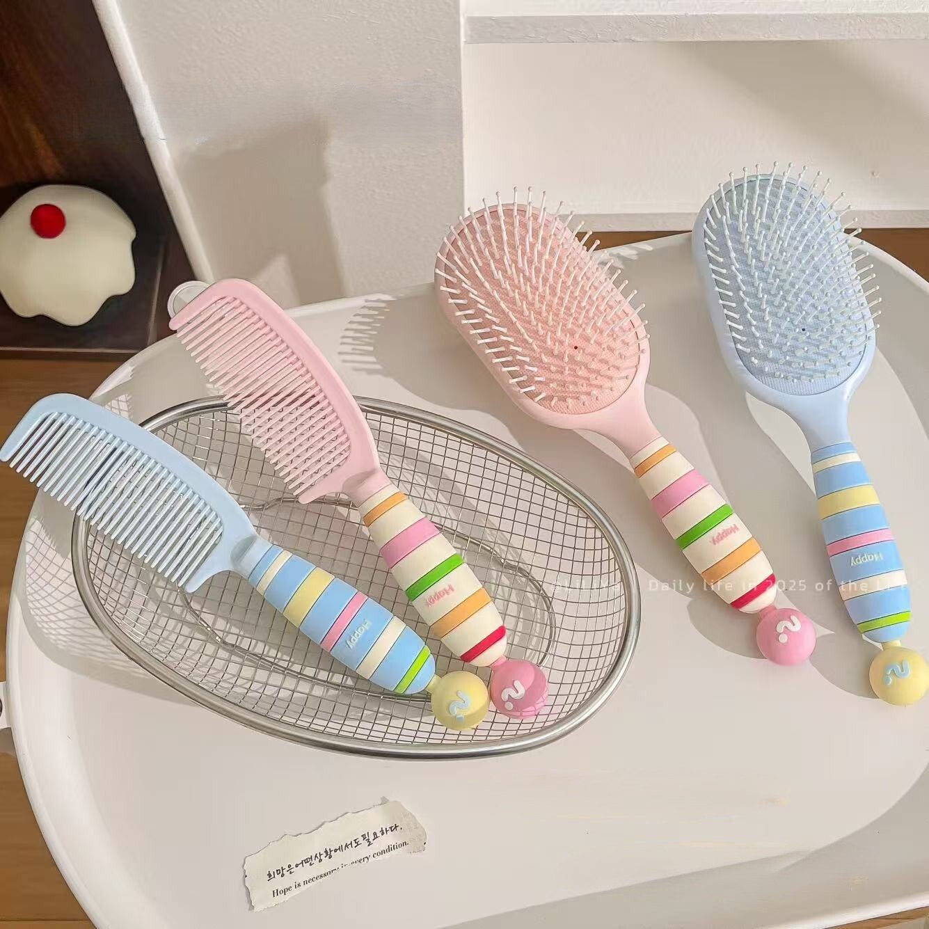 《6601》馬卡龍胖胖握把氣墊梳直髮梳