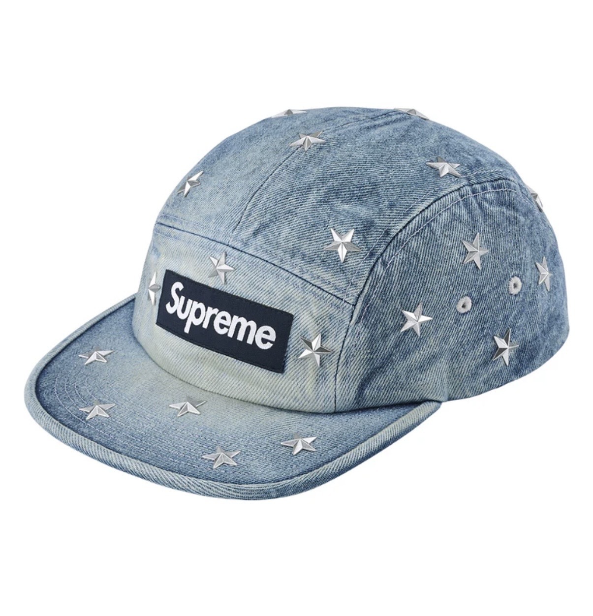 預購┃Supreme 26ss Stars Studded Denim Camp Cap 丹寧 星星鉚釘 水洗 五分割帽