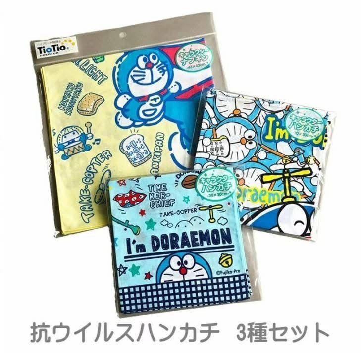 現貨 日本製多啦A夢純棉抗菌手帕（#919大B)