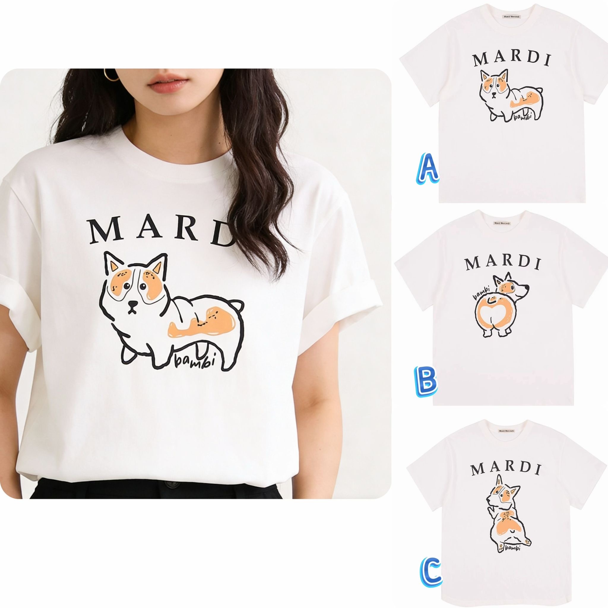 MAR*DI前印哥基狗狗短袖白Tee -2600107-260315