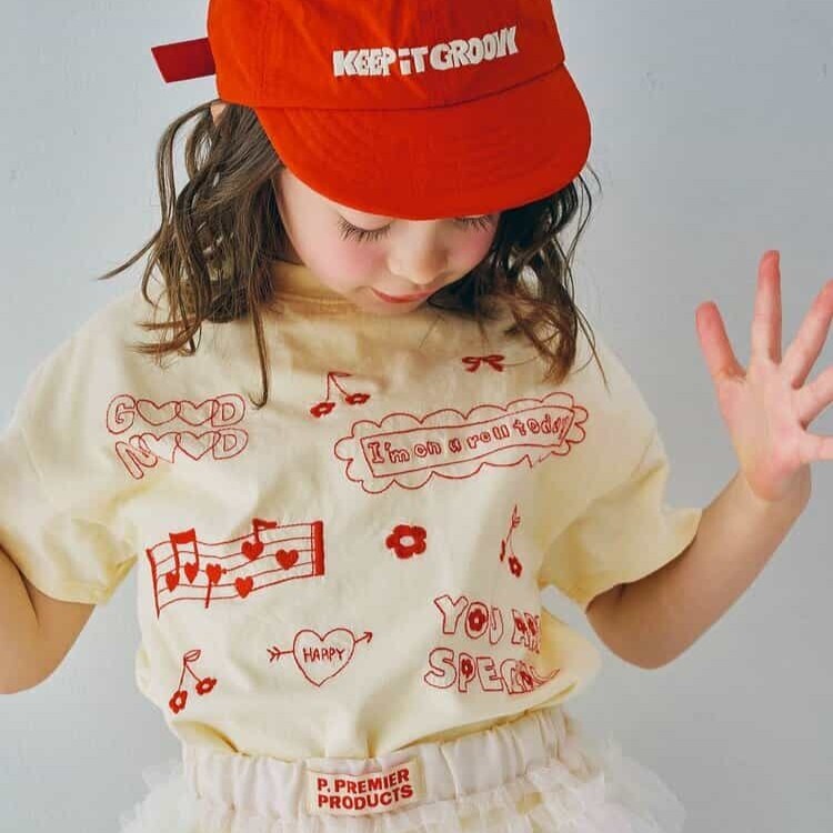 日本 90-140 可愛刺繡圖案上衣 4色