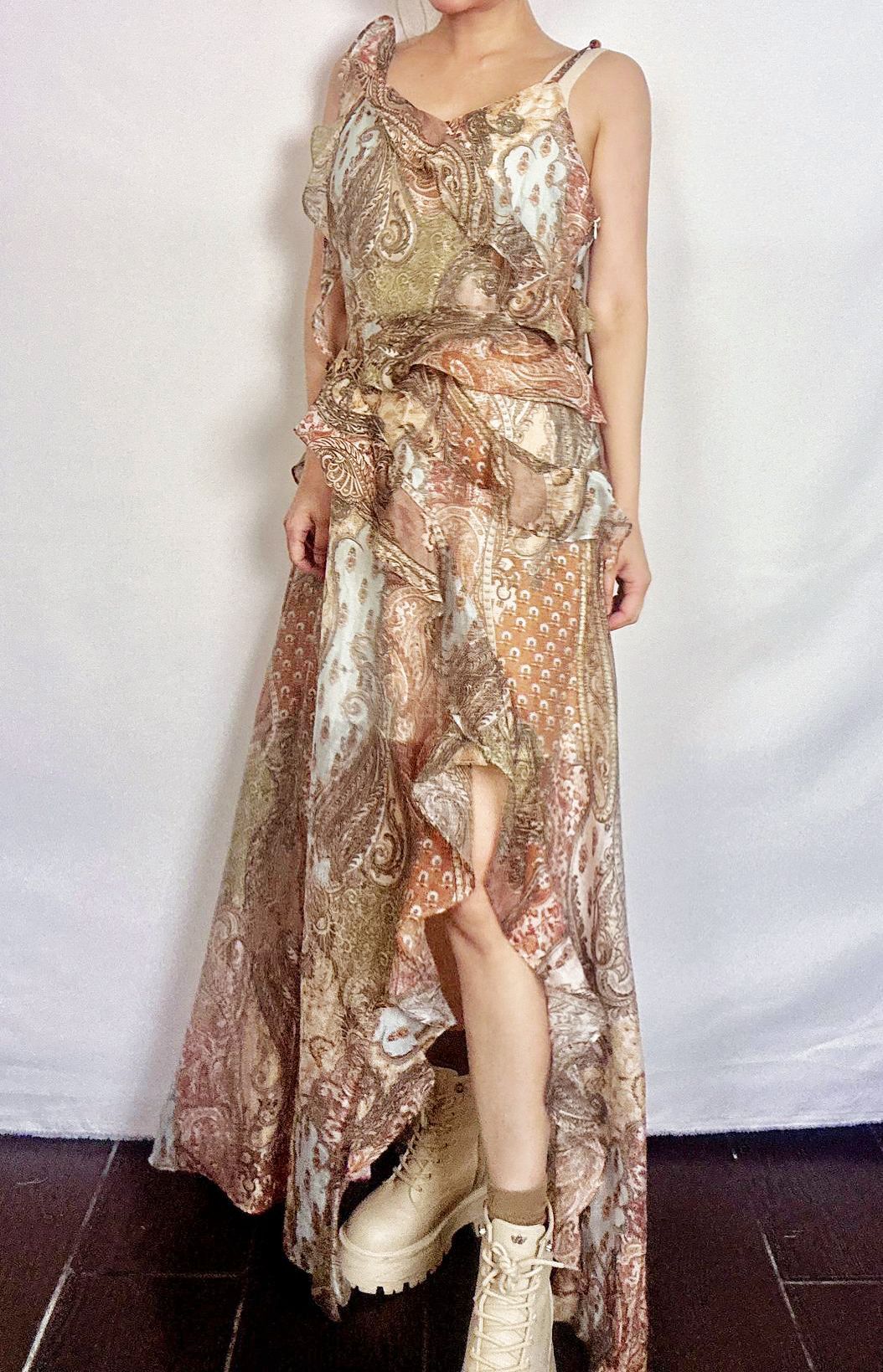 A19 G622528457 - 歐美渡假風荷葉邊杏花長裙