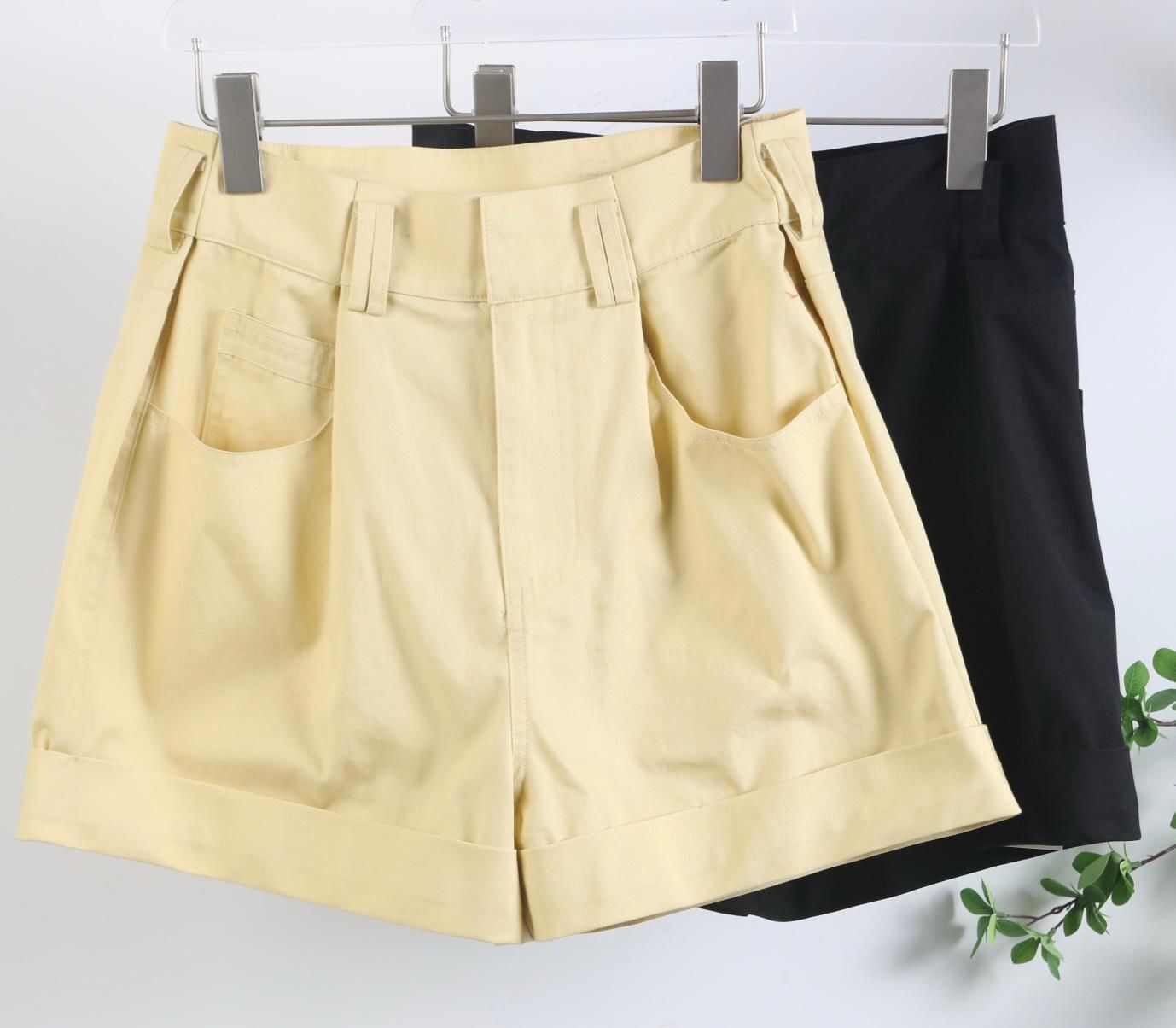 A41b G528924653 高腰休閒短褲 - 黃色