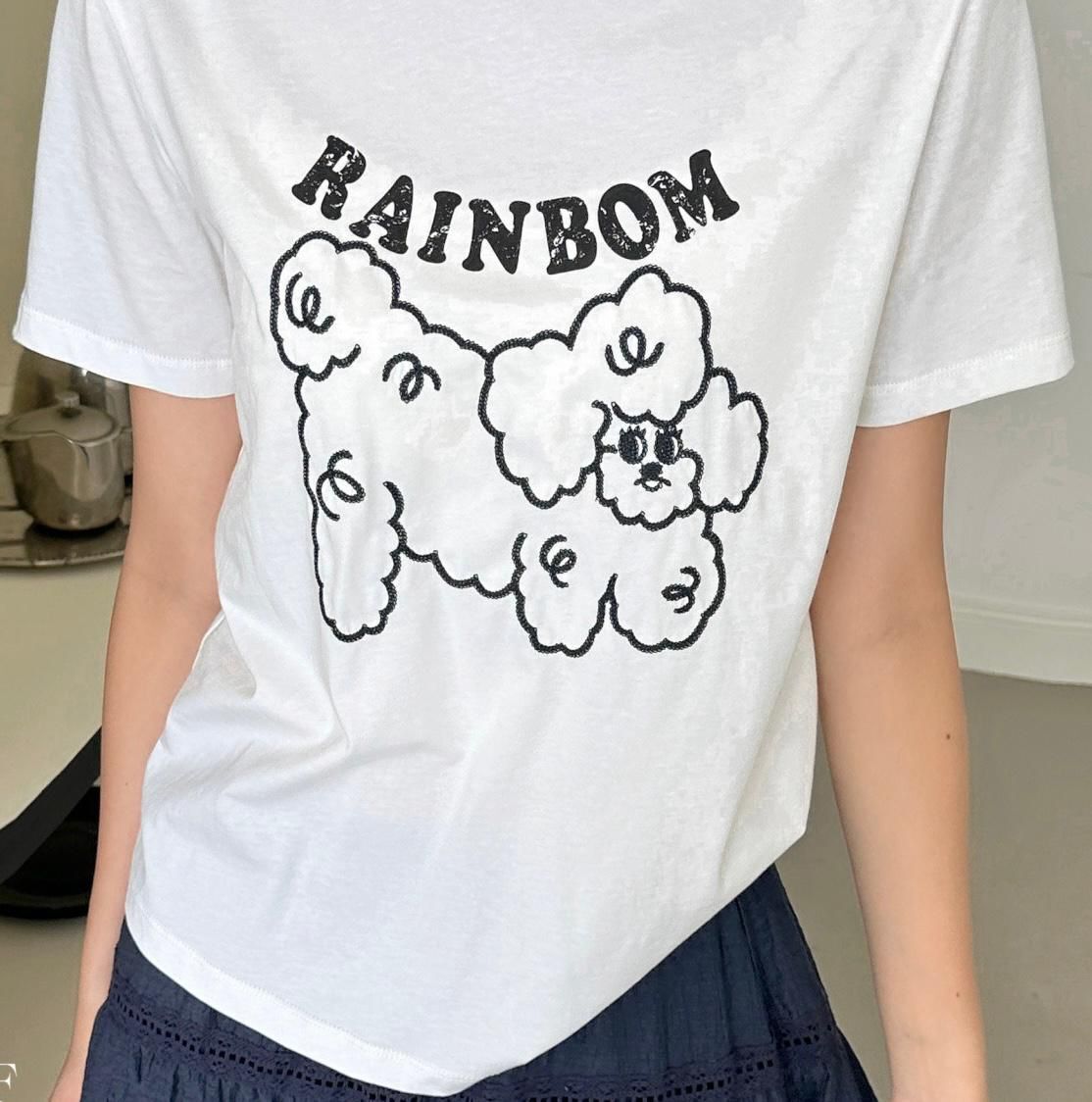 A42c G521024734 RAINBOM狗仔圖案T-Shirt - 白色