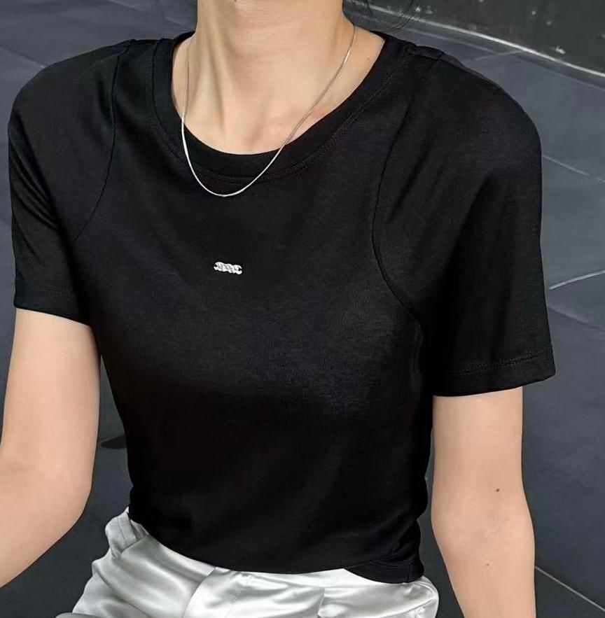 A43a D511022910 簡約設計感短袖T-Shirt - 黑色