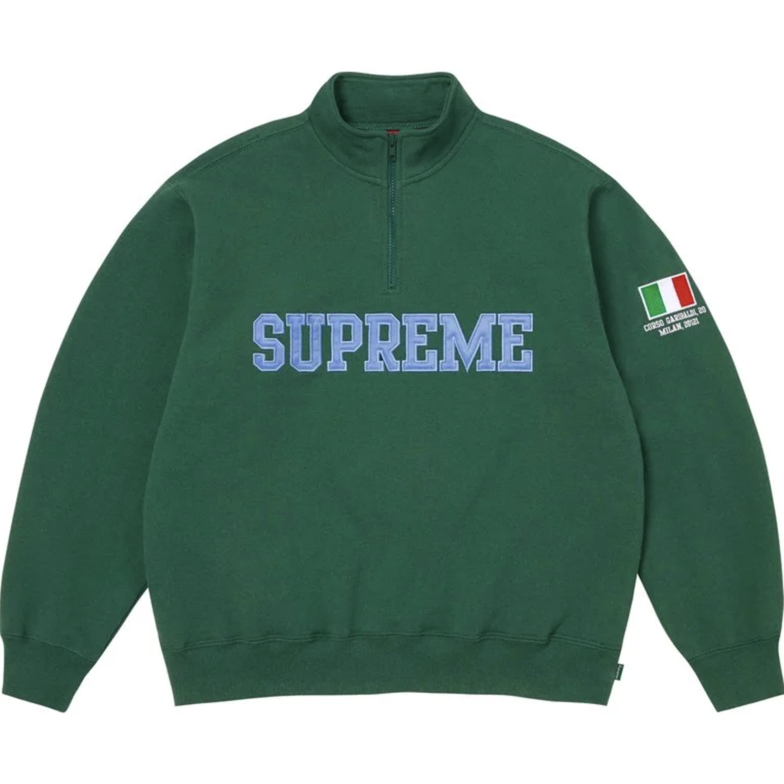 SUPREME SHOP FLAG HALF ZIP PULLOVER  店面 國旗 半拉鏈 長袖 綠色-SS26SW65