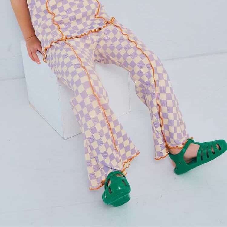 日本 90-140 木耳滾邊彈性喇叭褲 6色