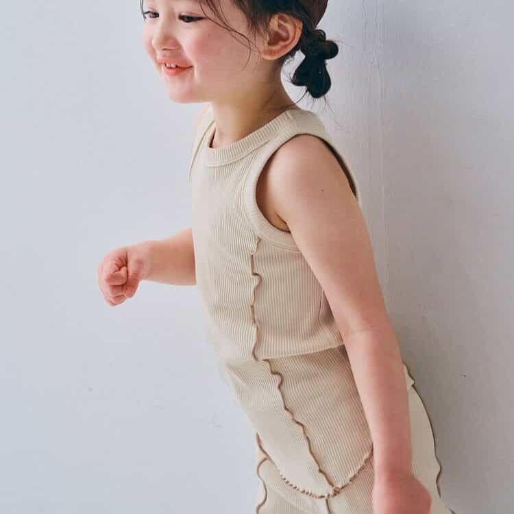 日本 90-140 木耳邊彈性羅紋背心 6色