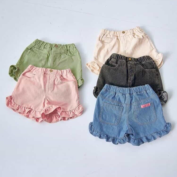 日本 90-140 斜紋布荷葉邊短褲 5色