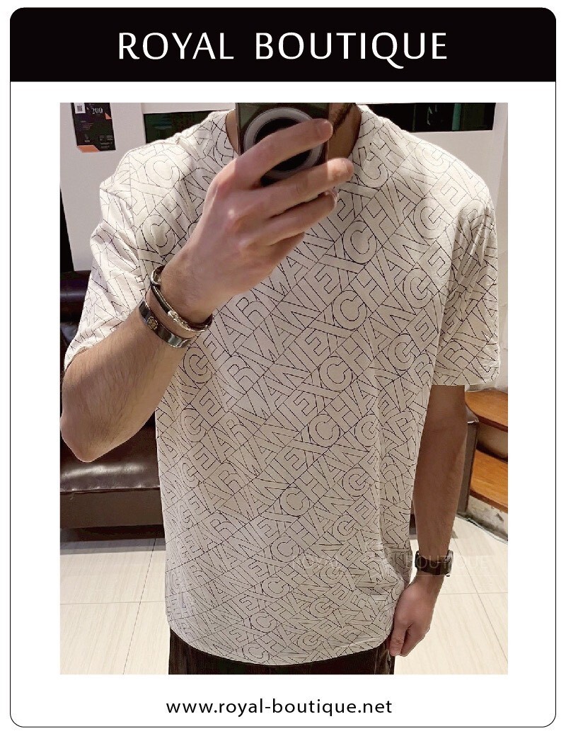 Armani Exchange 滿版繡線字英字LOGO短T