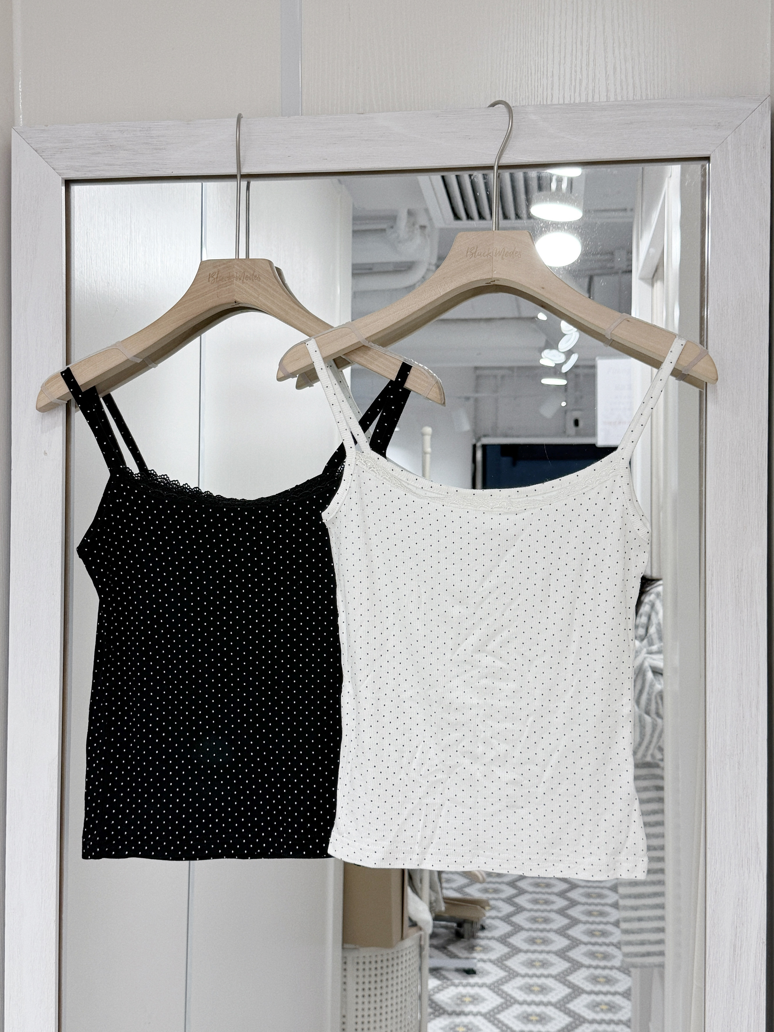 V0141｜韓系小蕾絲花邊波點吊帶小背心⋆˚꩜｡