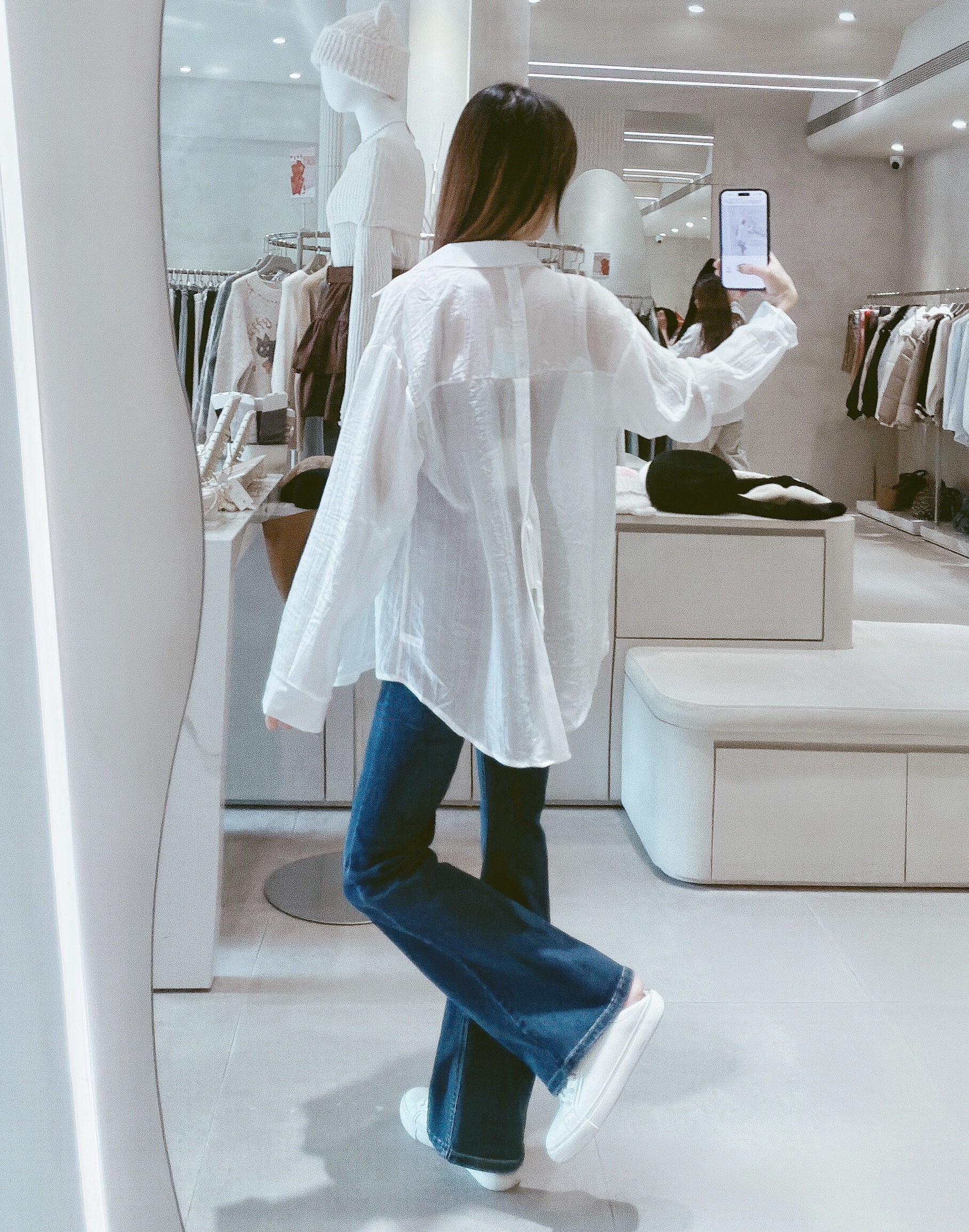 後綁結簍空雙釦棉麻襯衫