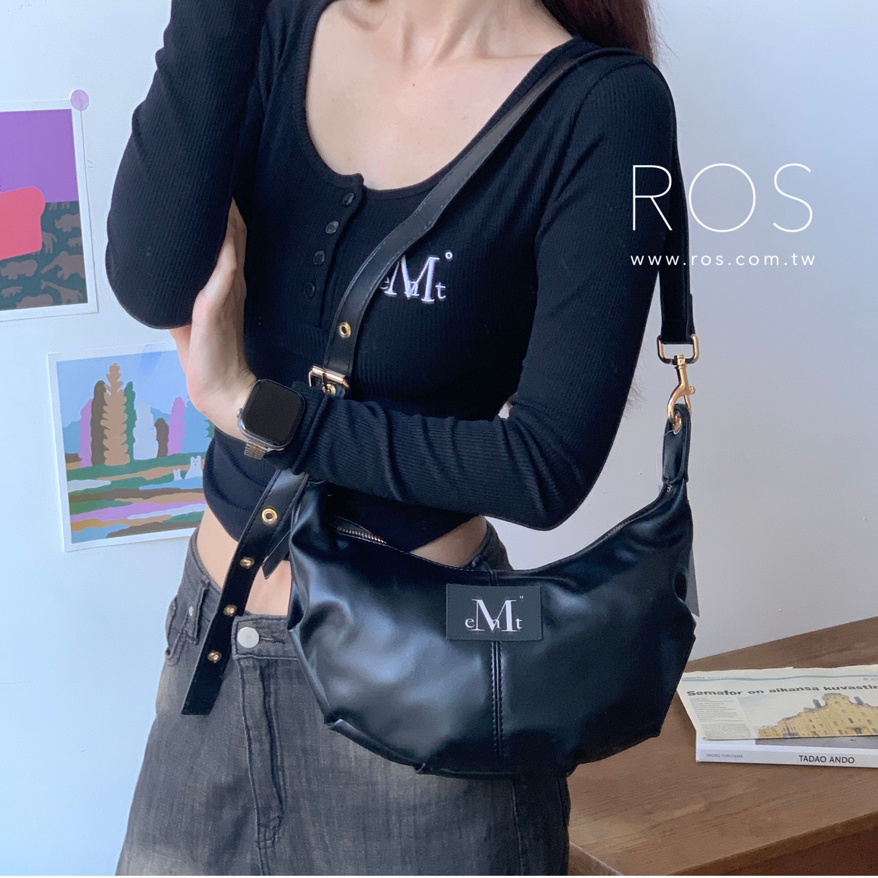 🇰🇷韓國 MUCENT 經典Logo 餃子包 黑