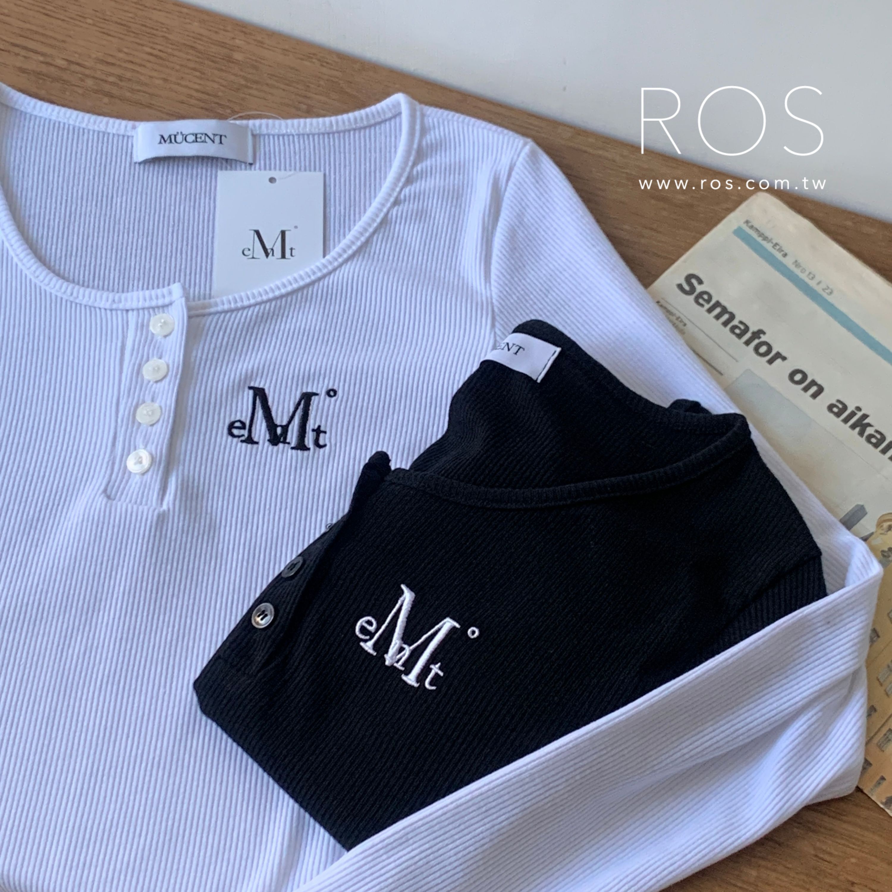 🇰🇷韓國 MUCENT 經典Logo 針織排扣上衣(2colors)