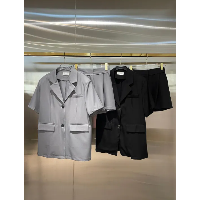 HKCG0302-016 SET西裝外套+短褲套裝 (A16黑/B16灰)